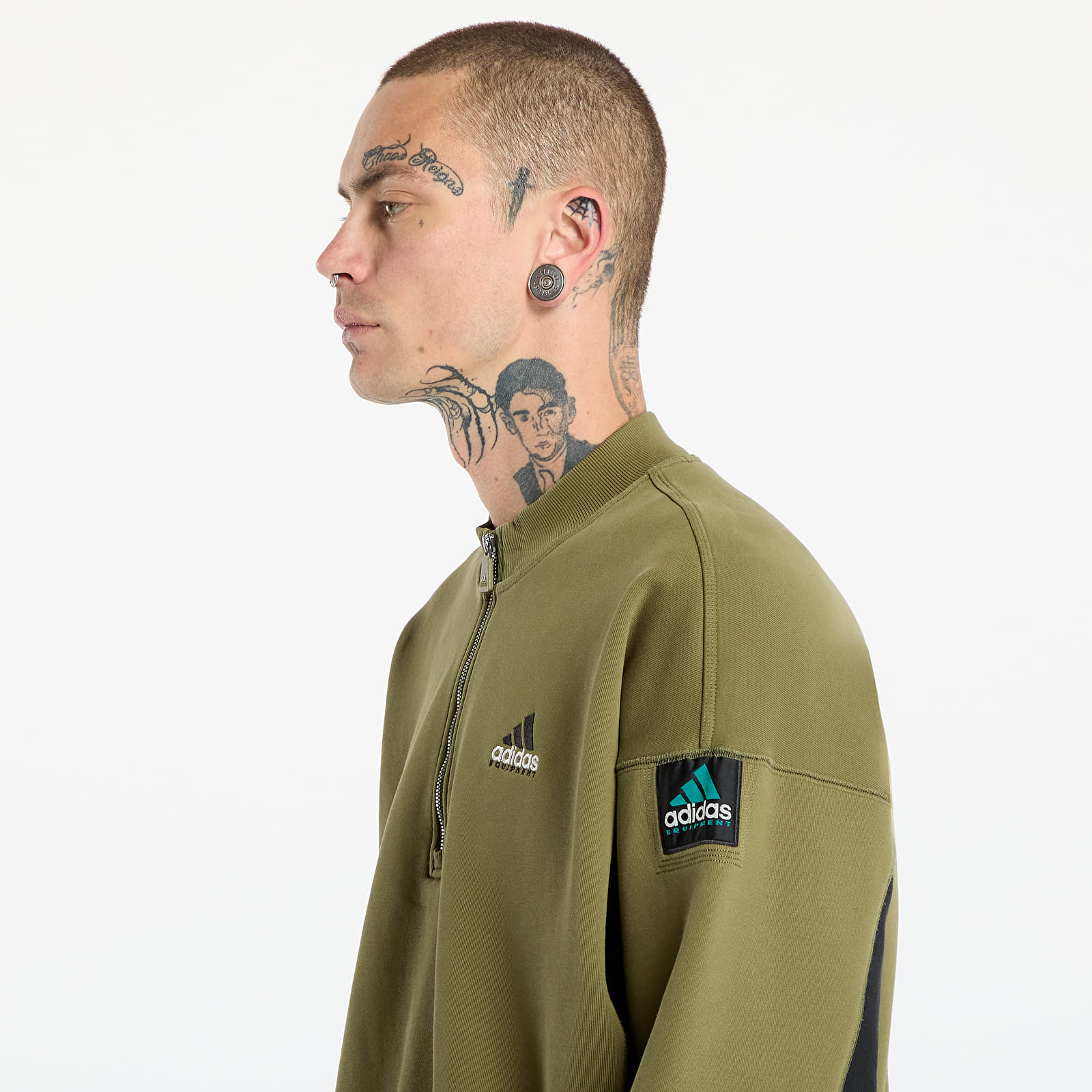 Hettegensere for menn adidas Equipment Blocked Half-Zip Focus Olive