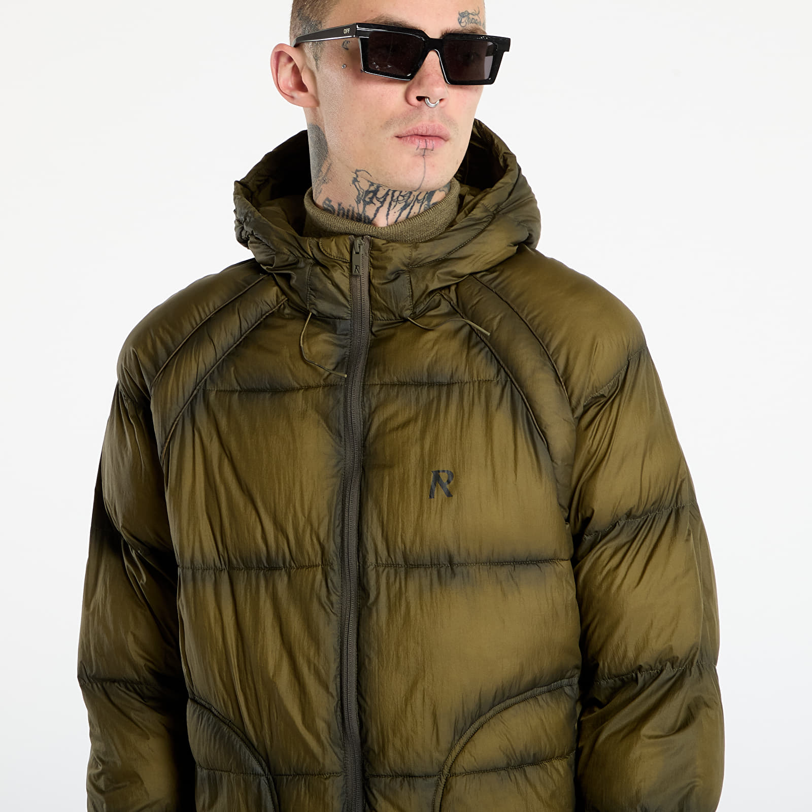 Herrenjacken REPRESENT Translucent Hooded Puffer Dark Olive