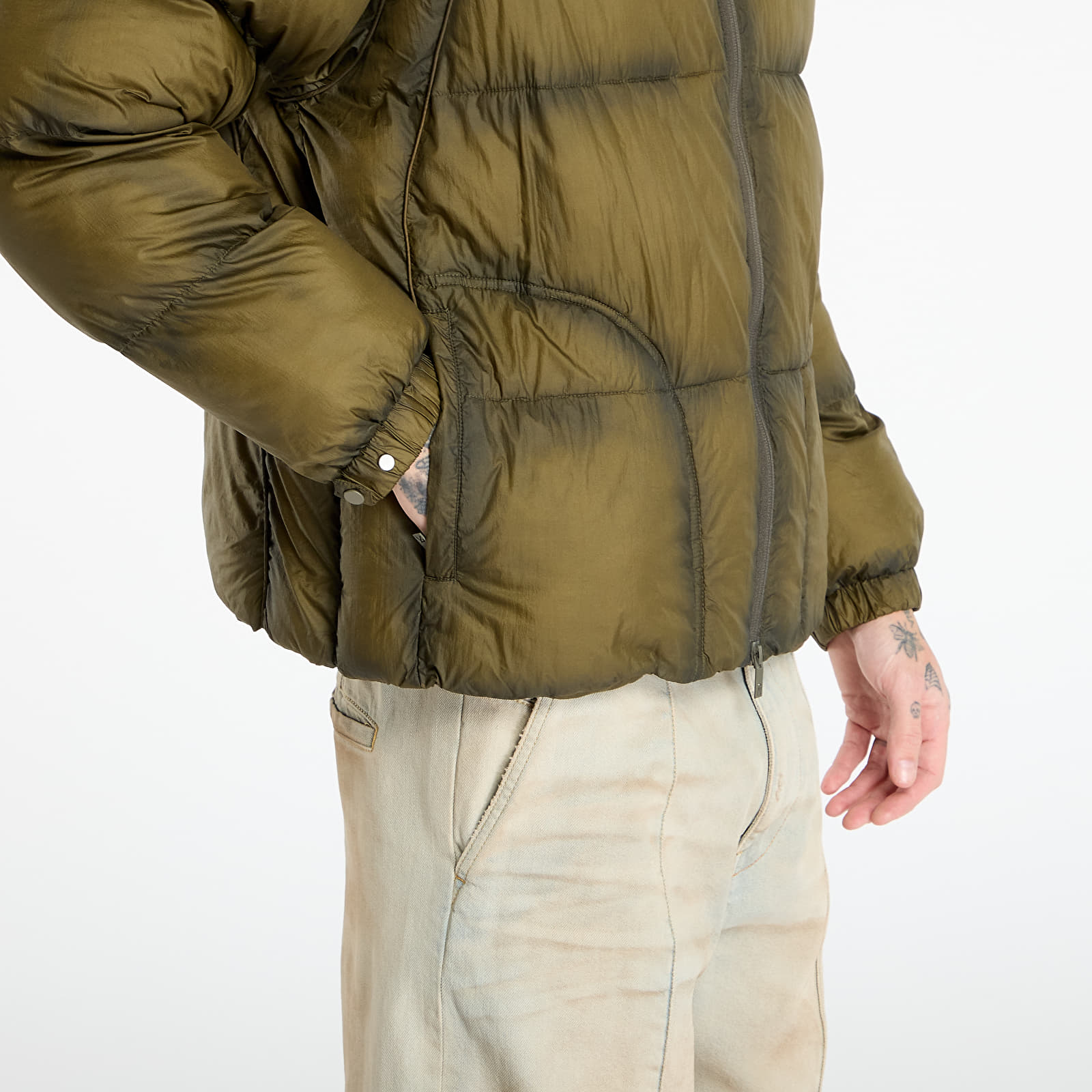Herrenjacken REPRESENT Translucent Hooded Puffer Dark Olive