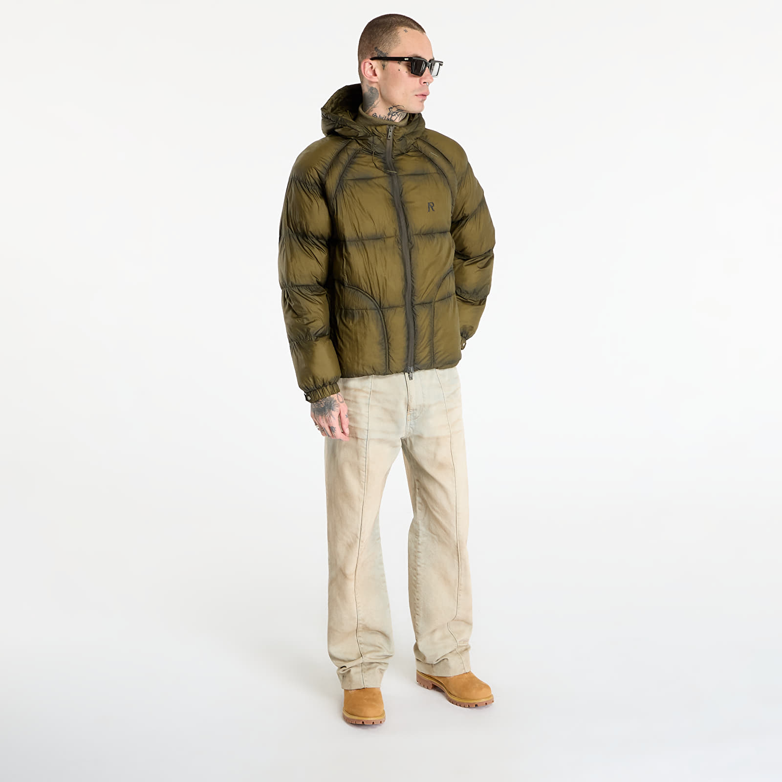 Herrenjacken REPRESENT Translucent Hooded Puffer Dark Olive