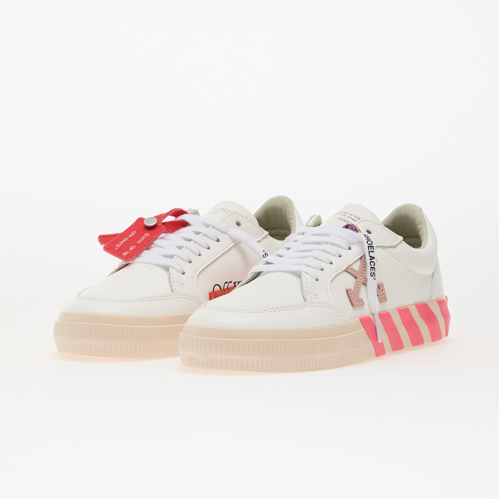 Детски маратонки и обувки OFF-WHITE KIDS Low Vulcanized Leather White/ Rose Pink