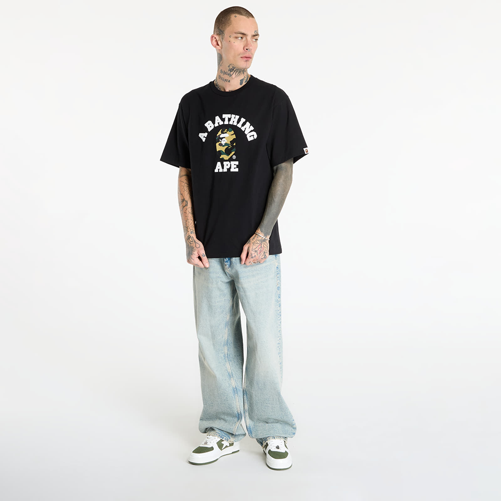 Trička A BATHING APE 1St Camo College Tee UNISEX Black/ Ye