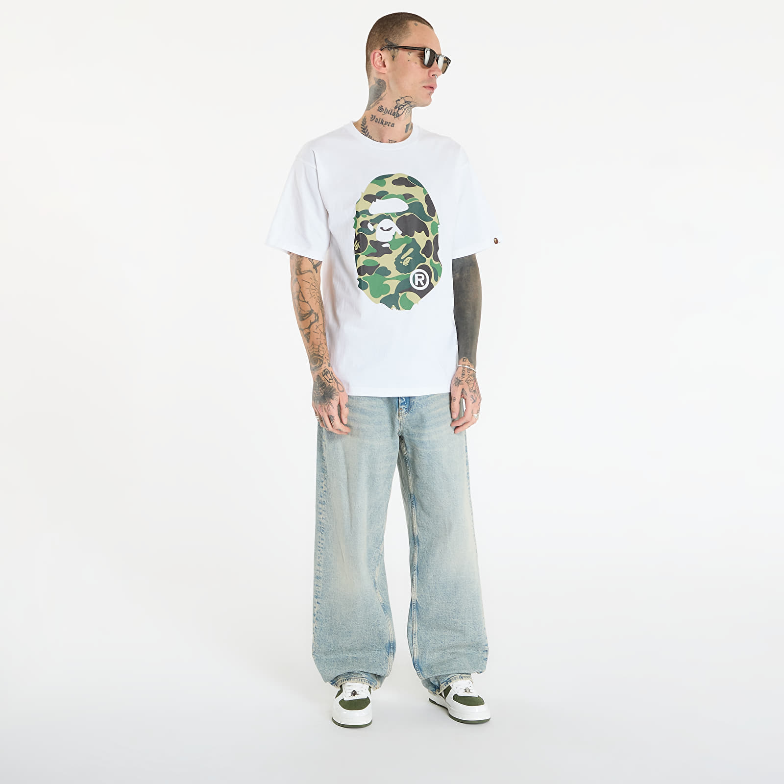 Pánská trička A BATHING APE Abc Camo Big Ape Head Tee UNISEX White/ Gr