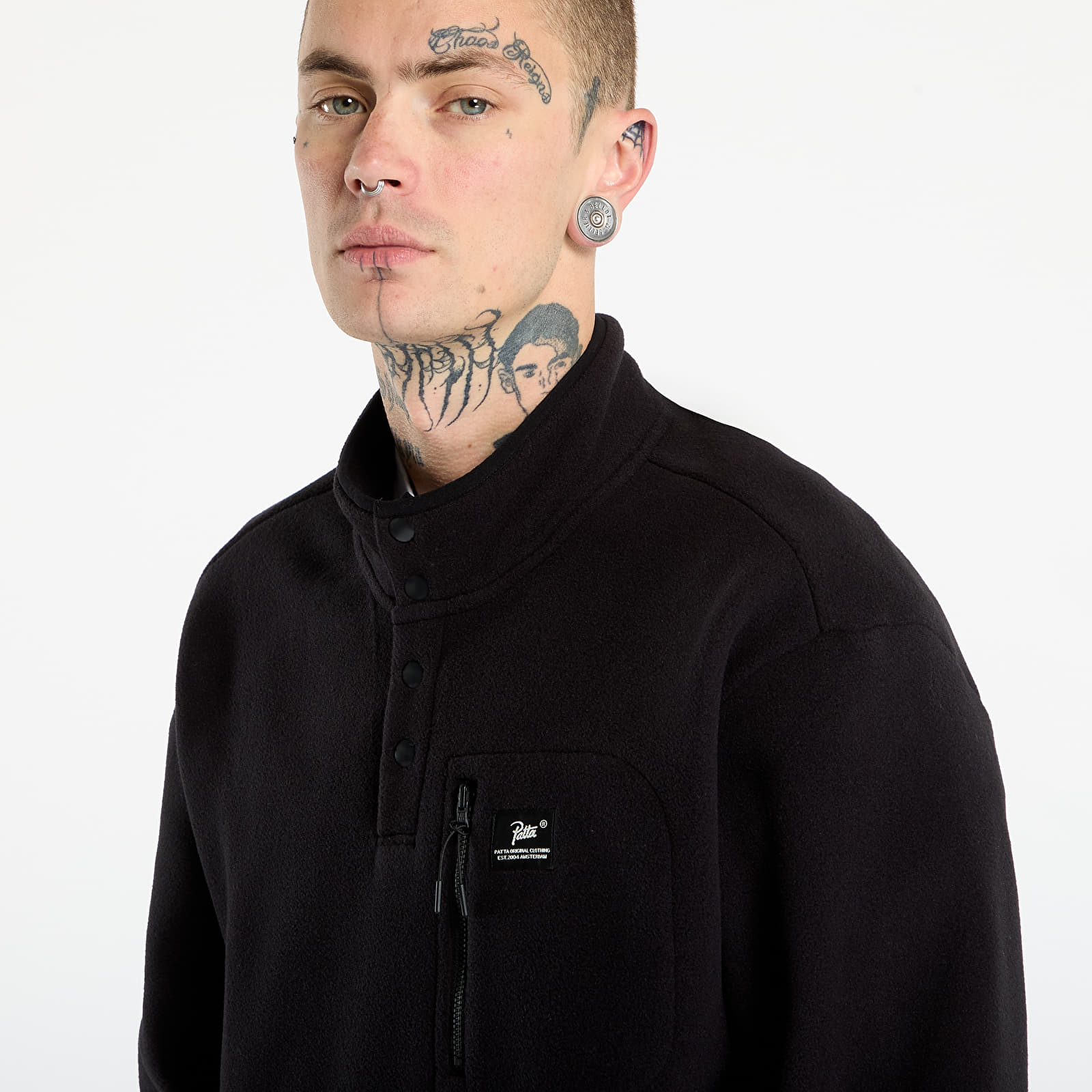 Mikinas ar kapuci un sporta krekli Patta Sherpa Fleece Overhead UNISEX Black