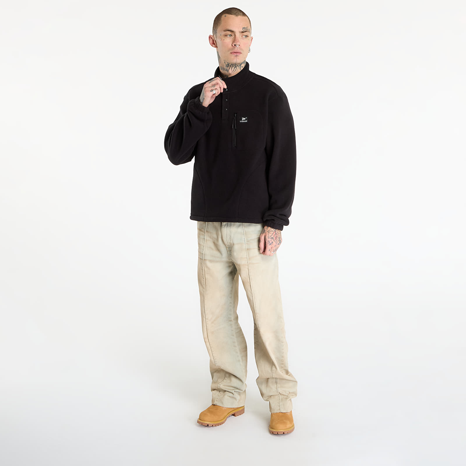 Mikinas ar kapuci un sporta krekli Patta Sherpa Fleece Overhead UNISEX Black