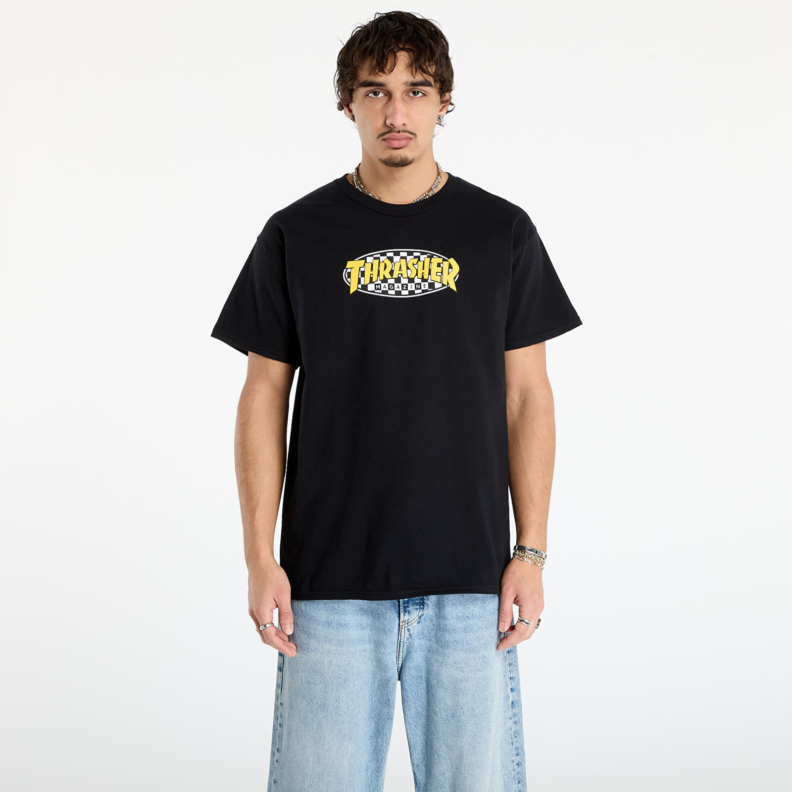 Тениска Thrasher Checkered Oval T-Shirt Black XL