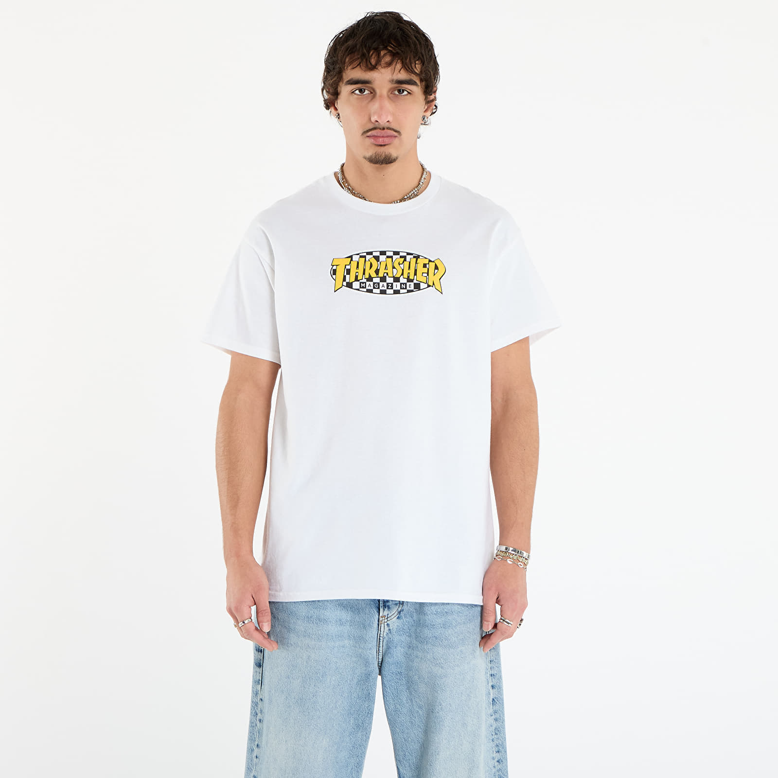 Tricou Thrasher Checkered Oval T-Shirt White XXL