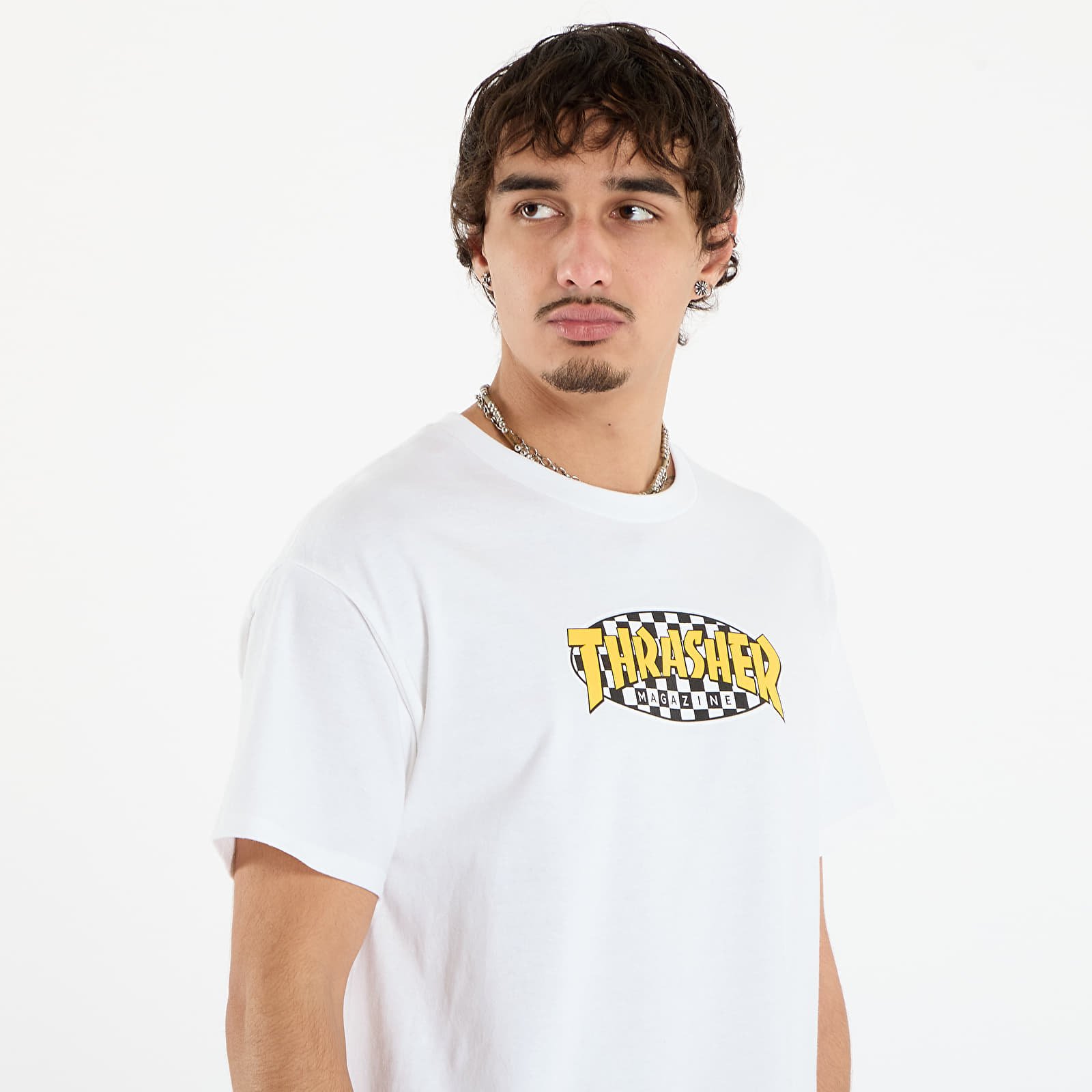 Majice T-shirt Thrasher Checkered Oval T-Shirt White