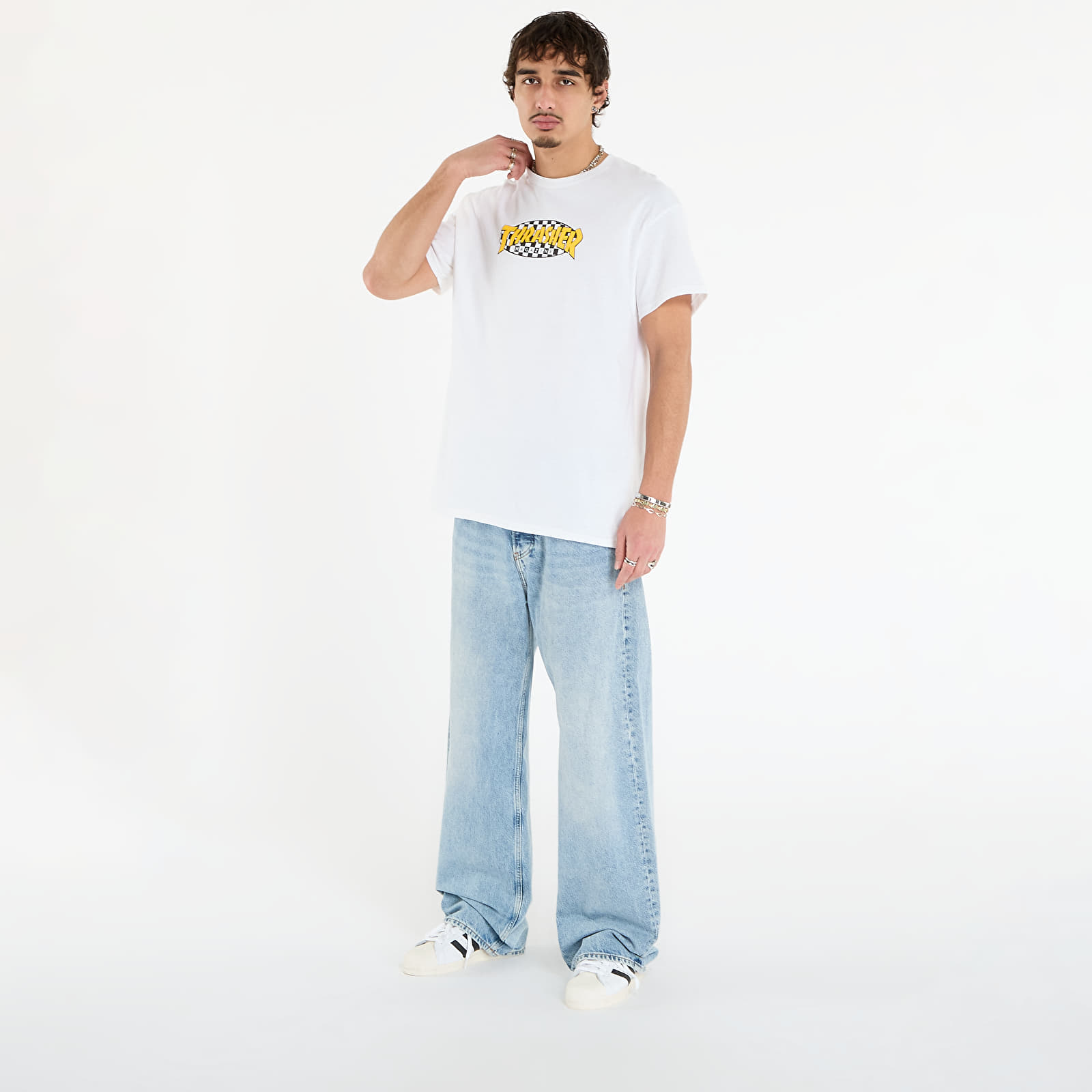Majice T-shirt Thrasher Checkered Oval T-Shirt White