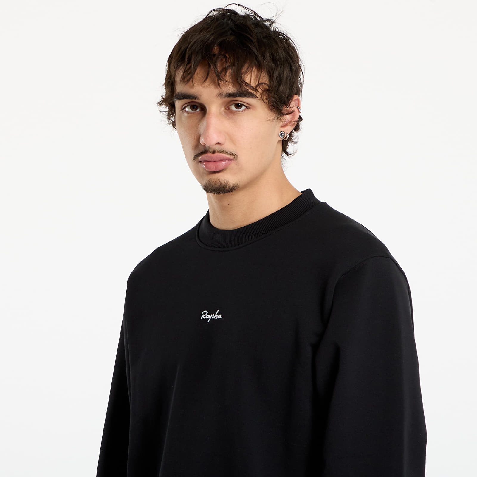Luvtröjor för män Rapha Men's Heavyweight Cotton Sweatshirt Black/ White