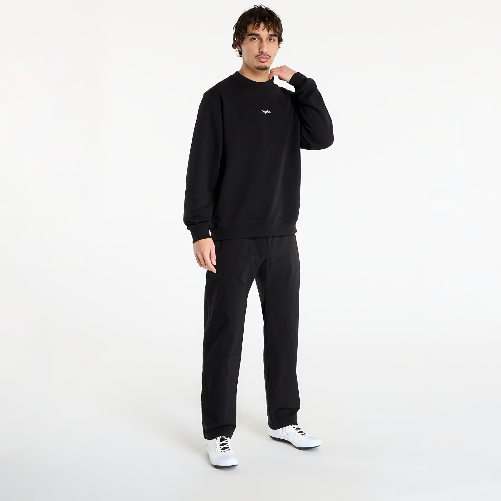Luvtröjor för män Rapha Men's Heavyweight Cotton Sweatshirt Black/ White