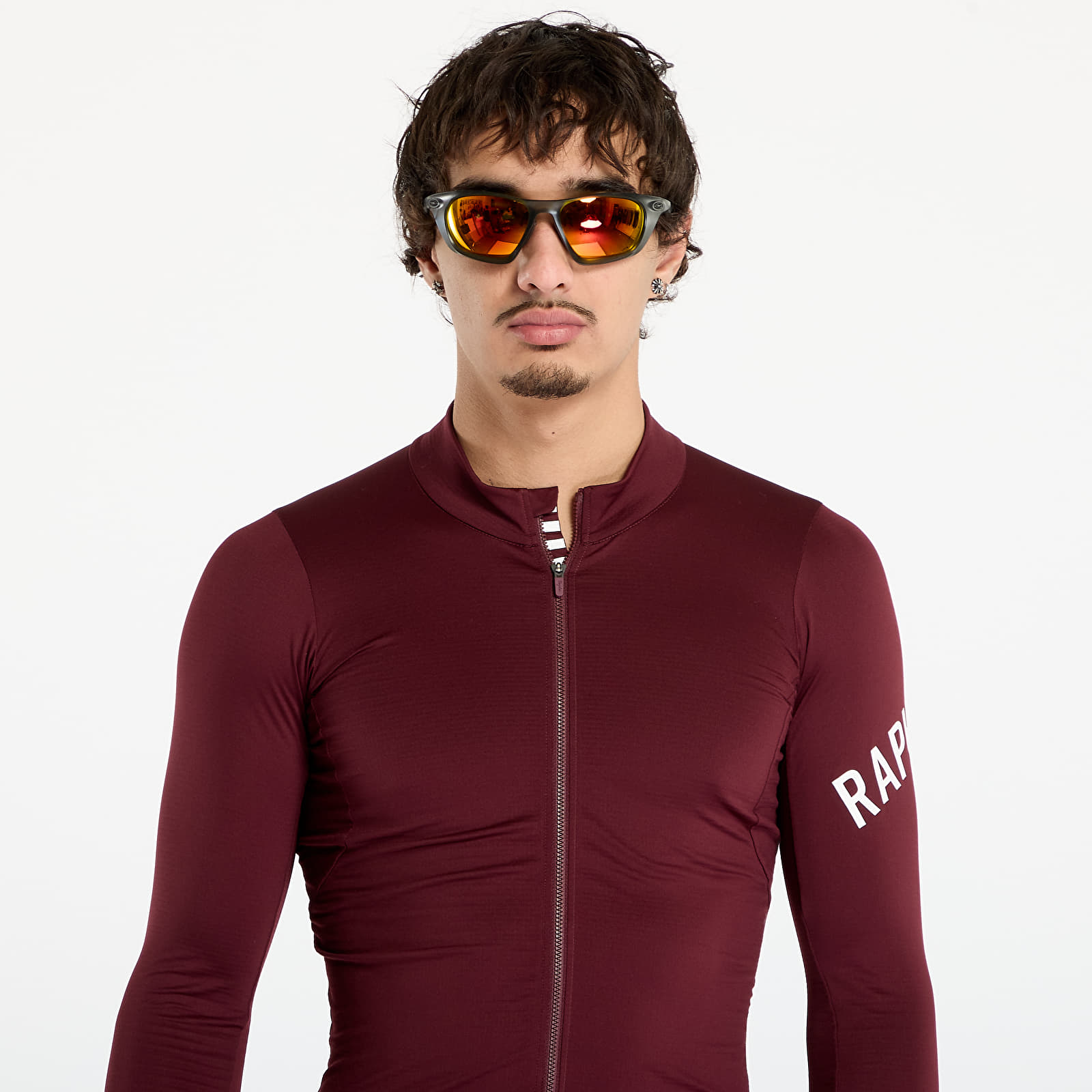 Trikots für Männer Rapha Men's Pro Team Long Sleeve Midweight Jersey Port/ White