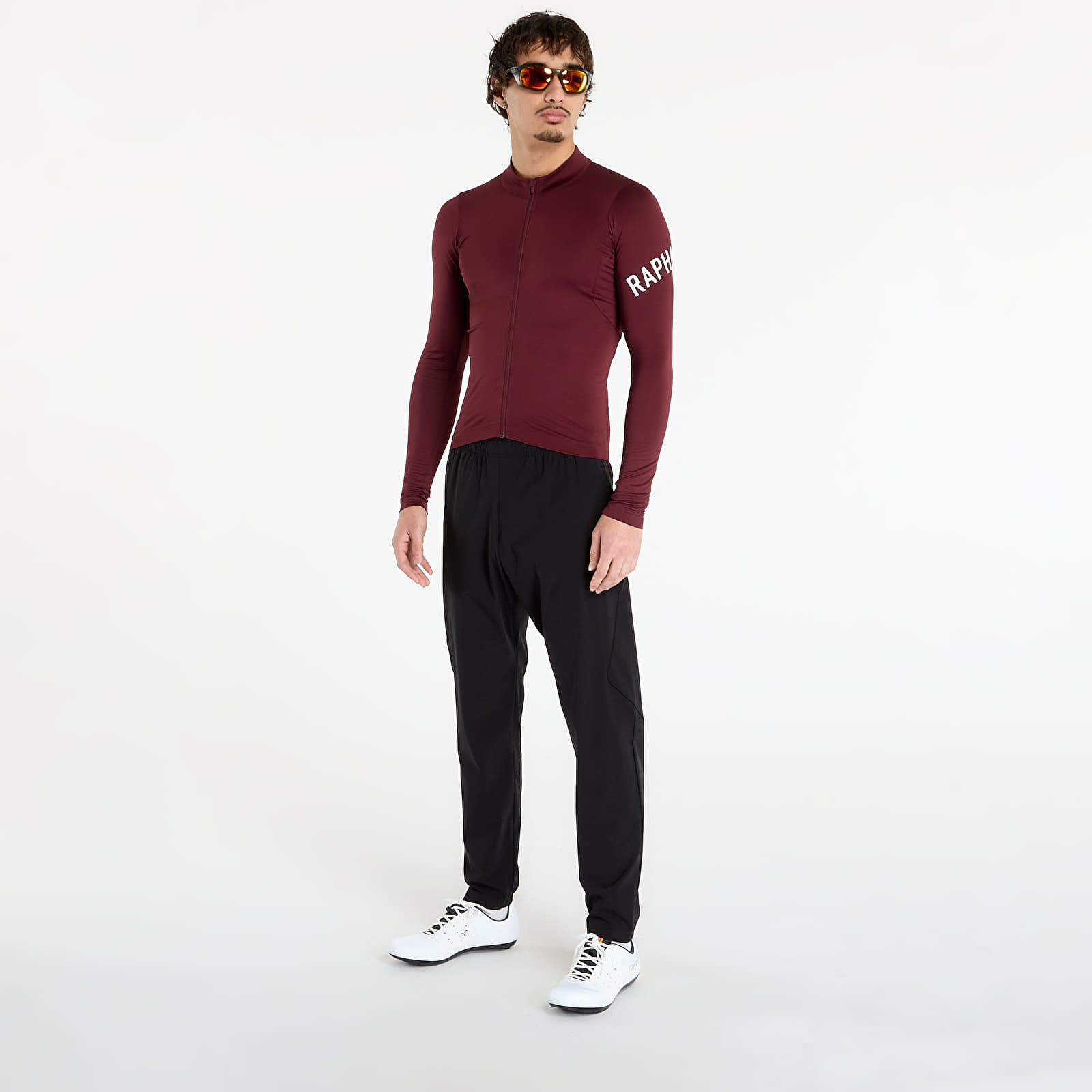 Trikots für Männer Rapha Men's Pro Team Long Sleeve Midweight Jersey Port/ White