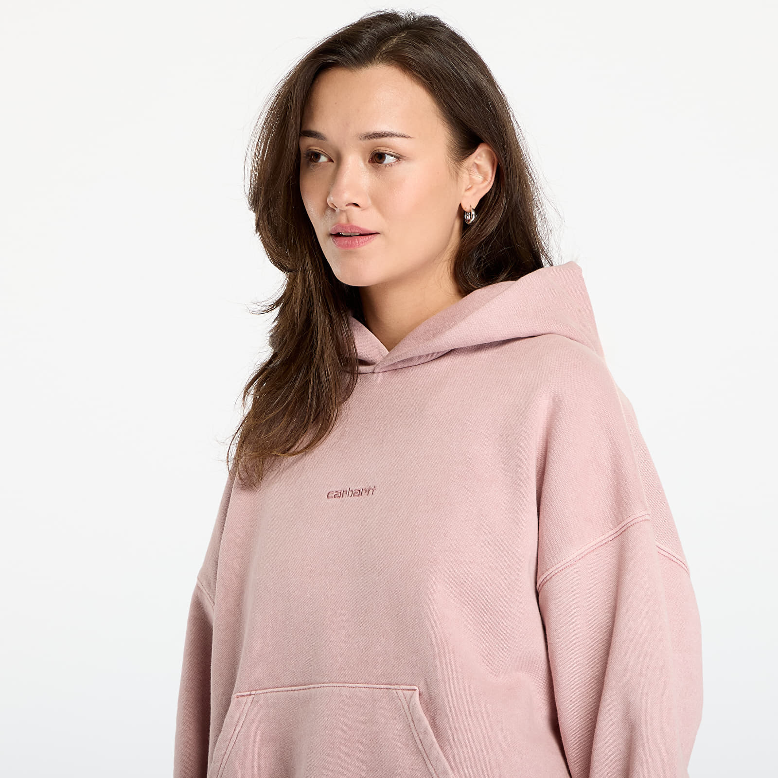 Hoodies für Frauen Carhartt WIP W' Hooded Benton Sweat Glassy Pink Garment Dyed