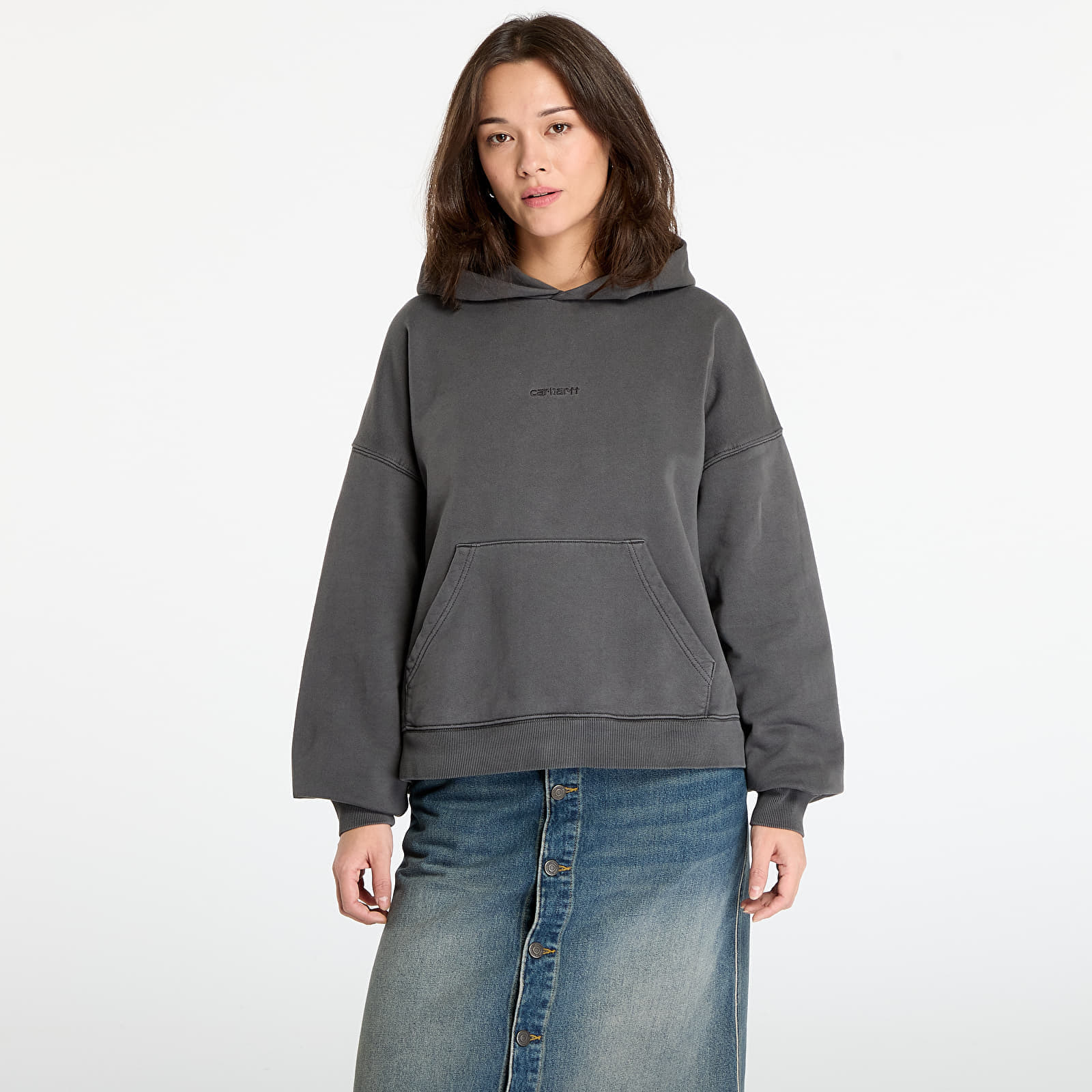 Sweatshirt Carhartt WIP W Hooded Benton Sweat Graphite Garment Dyed S