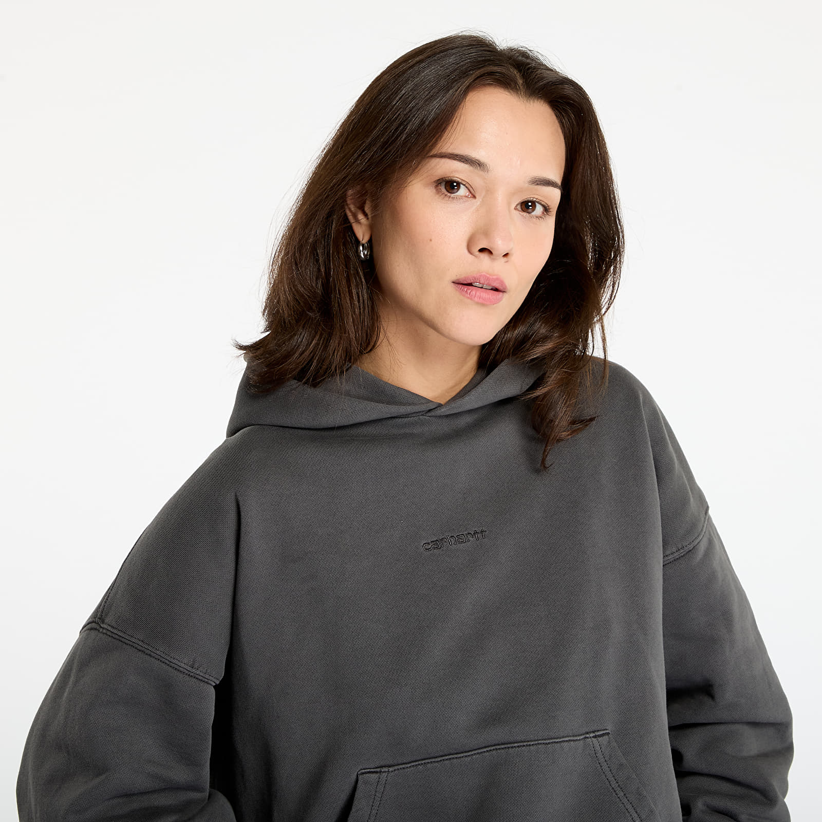 Sudaderas con capucha para mujer Carhartt WIP W' Hooded Benton Sweat Graphite Garment Dyed