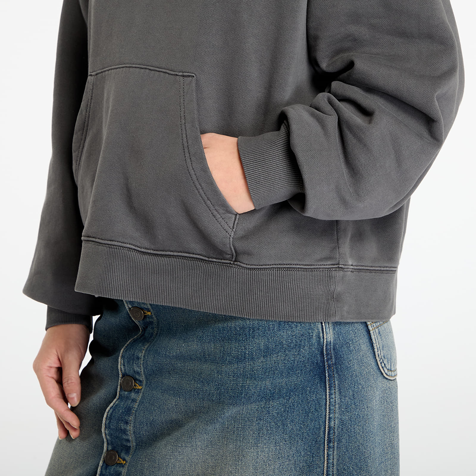 Sudaderas con capucha para mujer Carhartt WIP W' Hooded Benton Sweat Graphite Garment Dyed