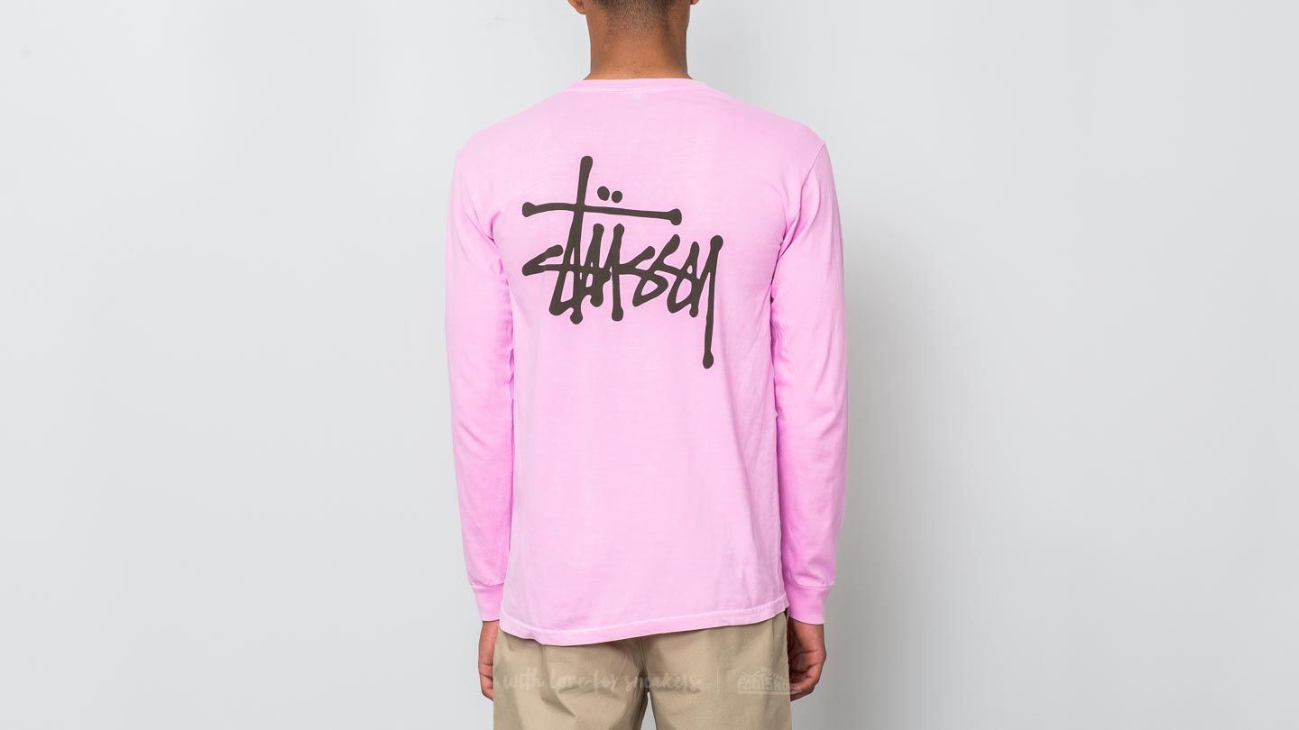 T-skjorter Stüssy Basic Pigment Dyed Longsleeve Tee Pink