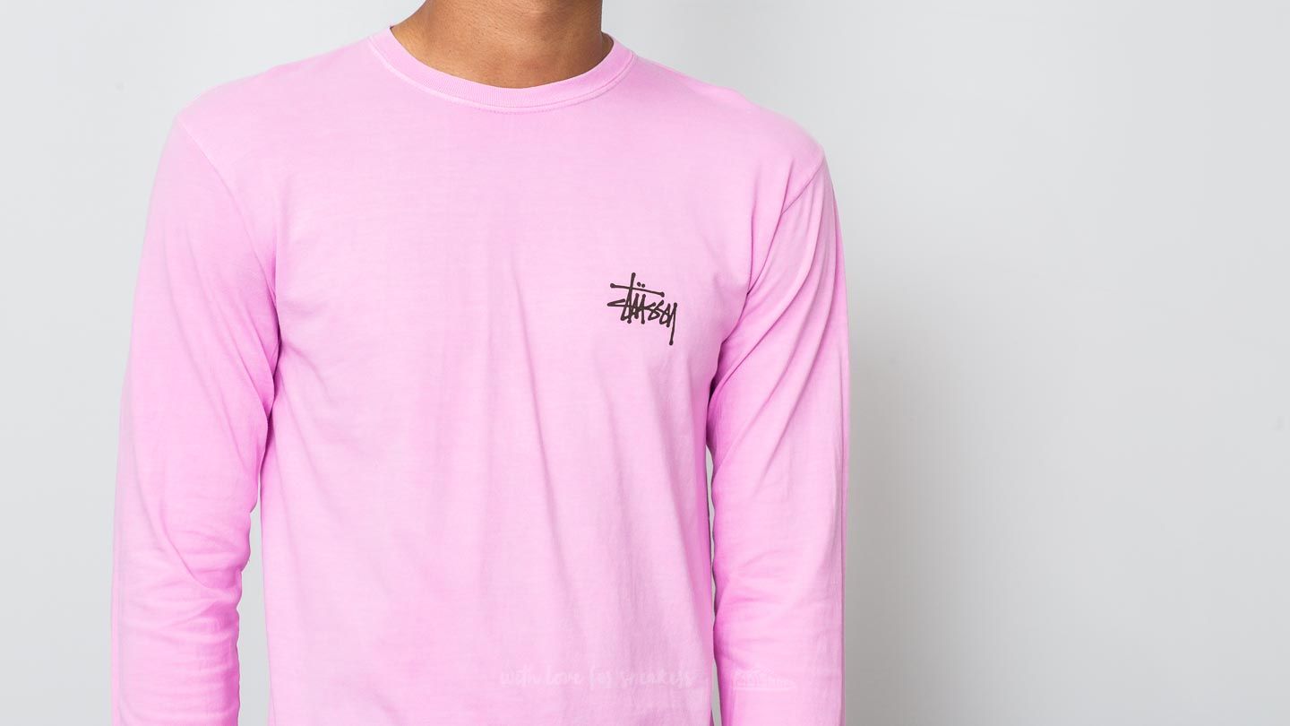 T-skjorter Stüssy Basic Pigment Dyed Longsleeve Tee Pink
