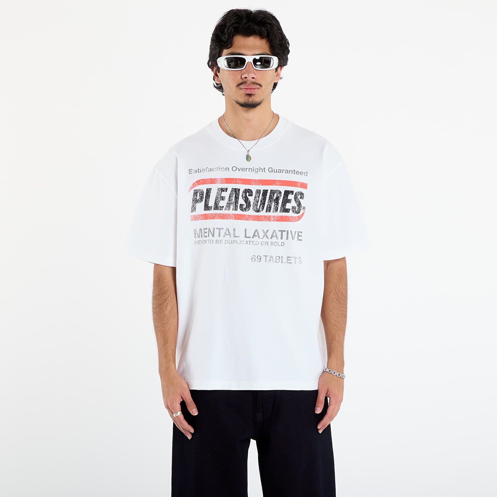 Tricou PLEASURES Relief Heavyweight Shirt Vtg White M