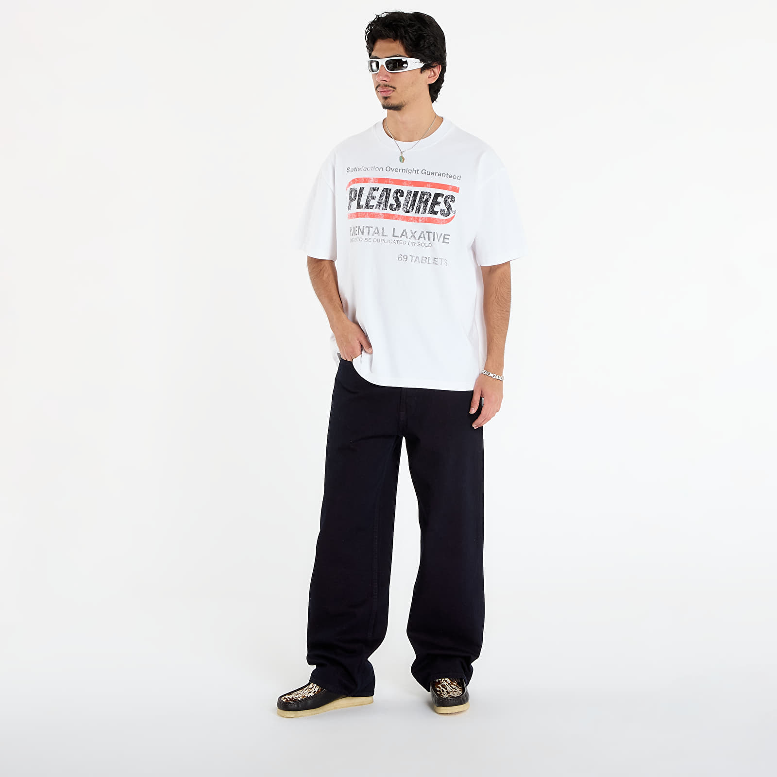 Vīriešu T-krekli PLEASURES Relief Heavyweight Shirt Vtg White