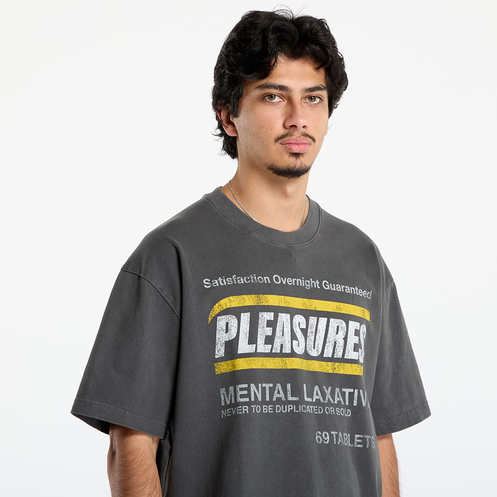 Men's T-shirts PLEASURES Relief Heavyweight Shirt Faded Black
