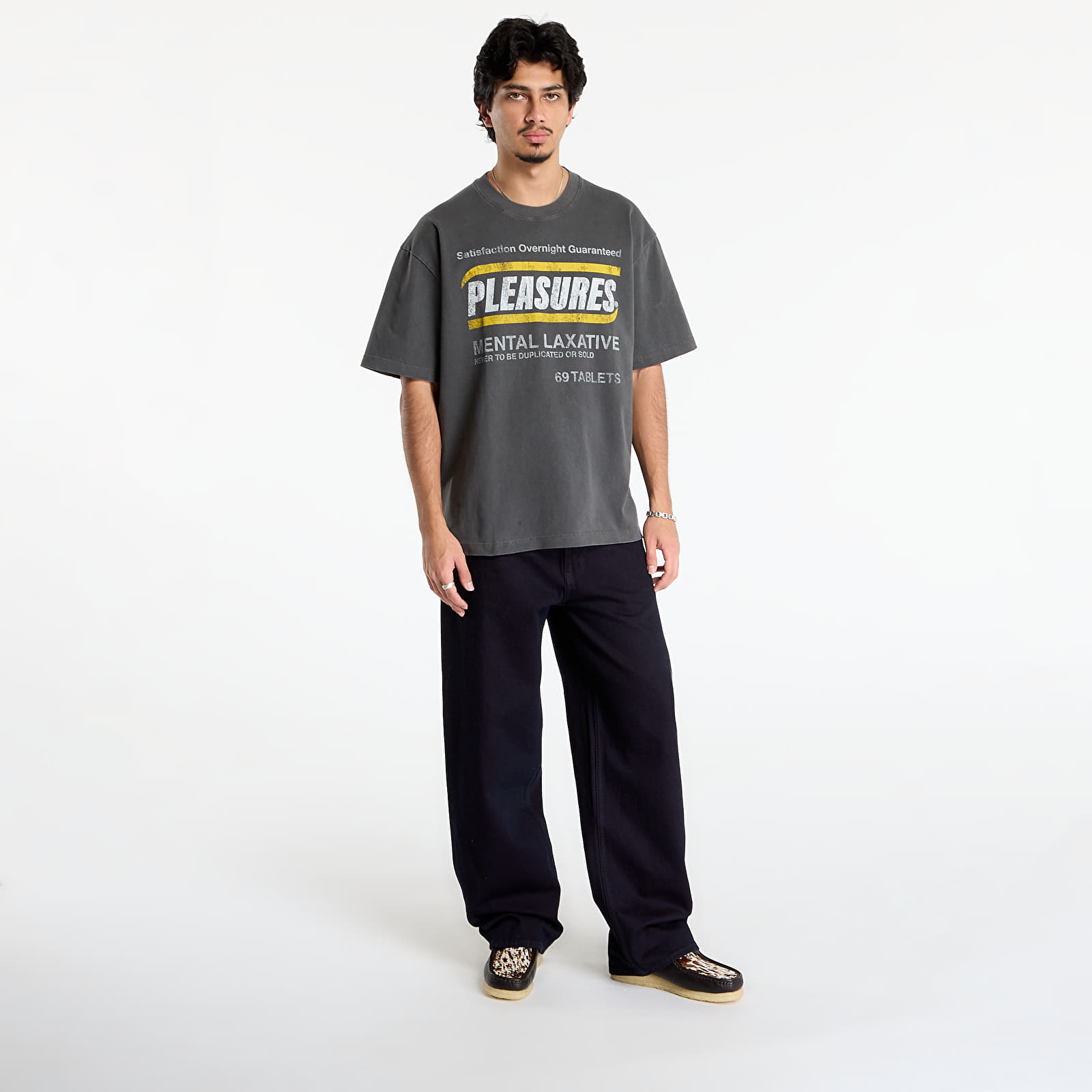 Men's T-shirts PLEASURES Relief Heavyweight Shirt Faded Black