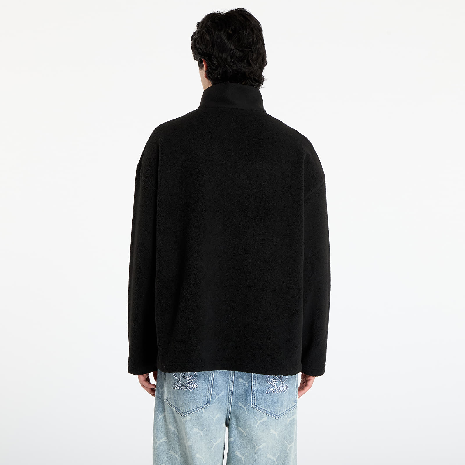 Meeste kapuutsiga dressid PLEASURES Onyx Half Zip Polar Fleece Black