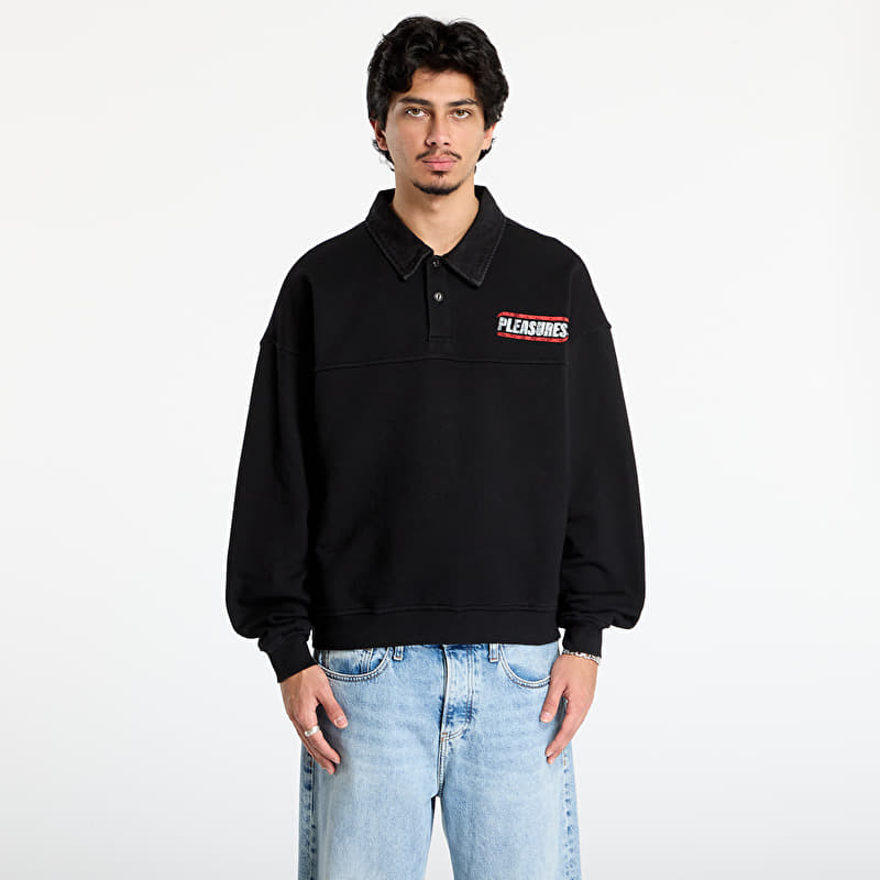 Sweatshirt PLEASURES Gentle Polo Sweatshirt Black