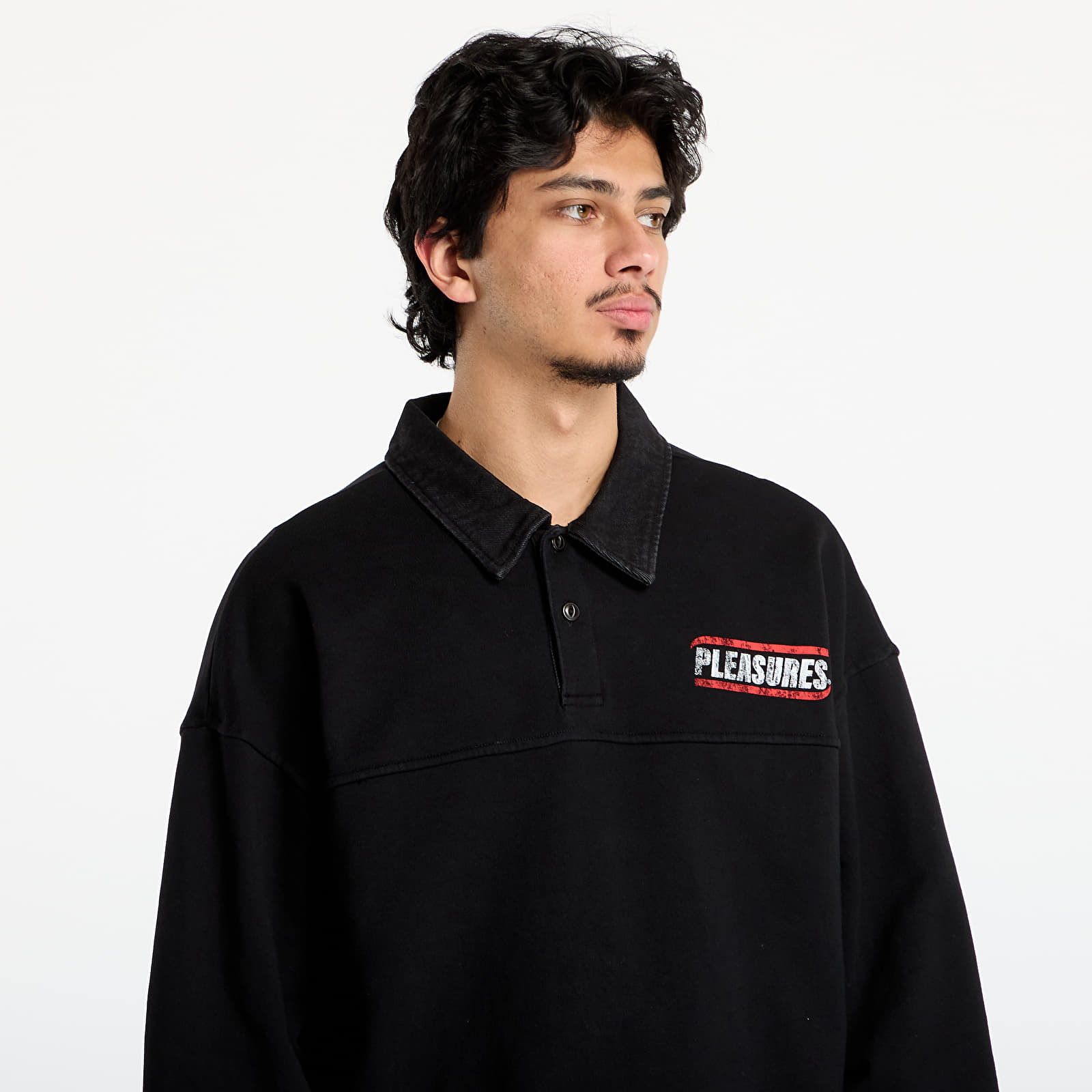 Muške dukserice PLEASURES Gentle Polo Sweatshirt Black