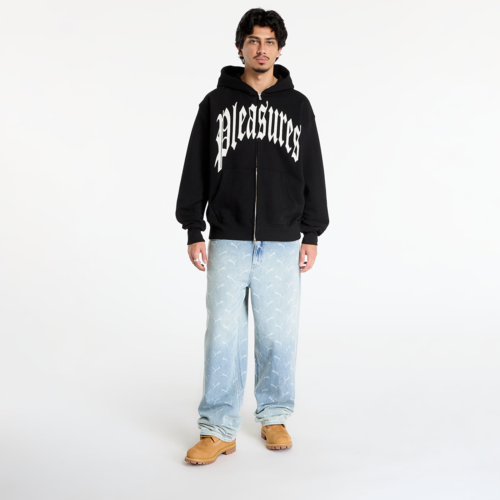 Miesten hupparit PLEASURES Twitch Zip Hoodie Black