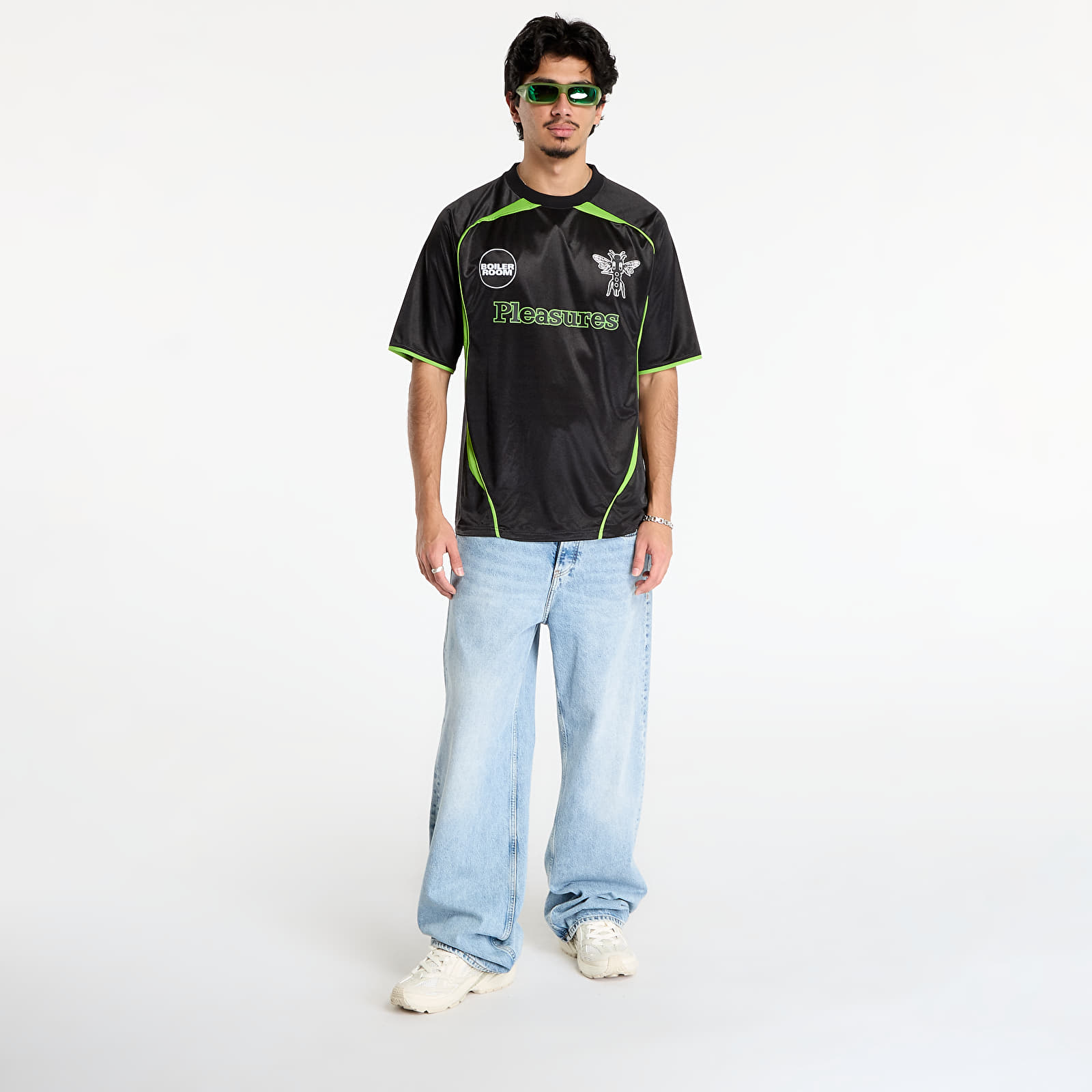 Men's jerseys PLEASURES x Boiler Room Aqua Soccer Jersey Black