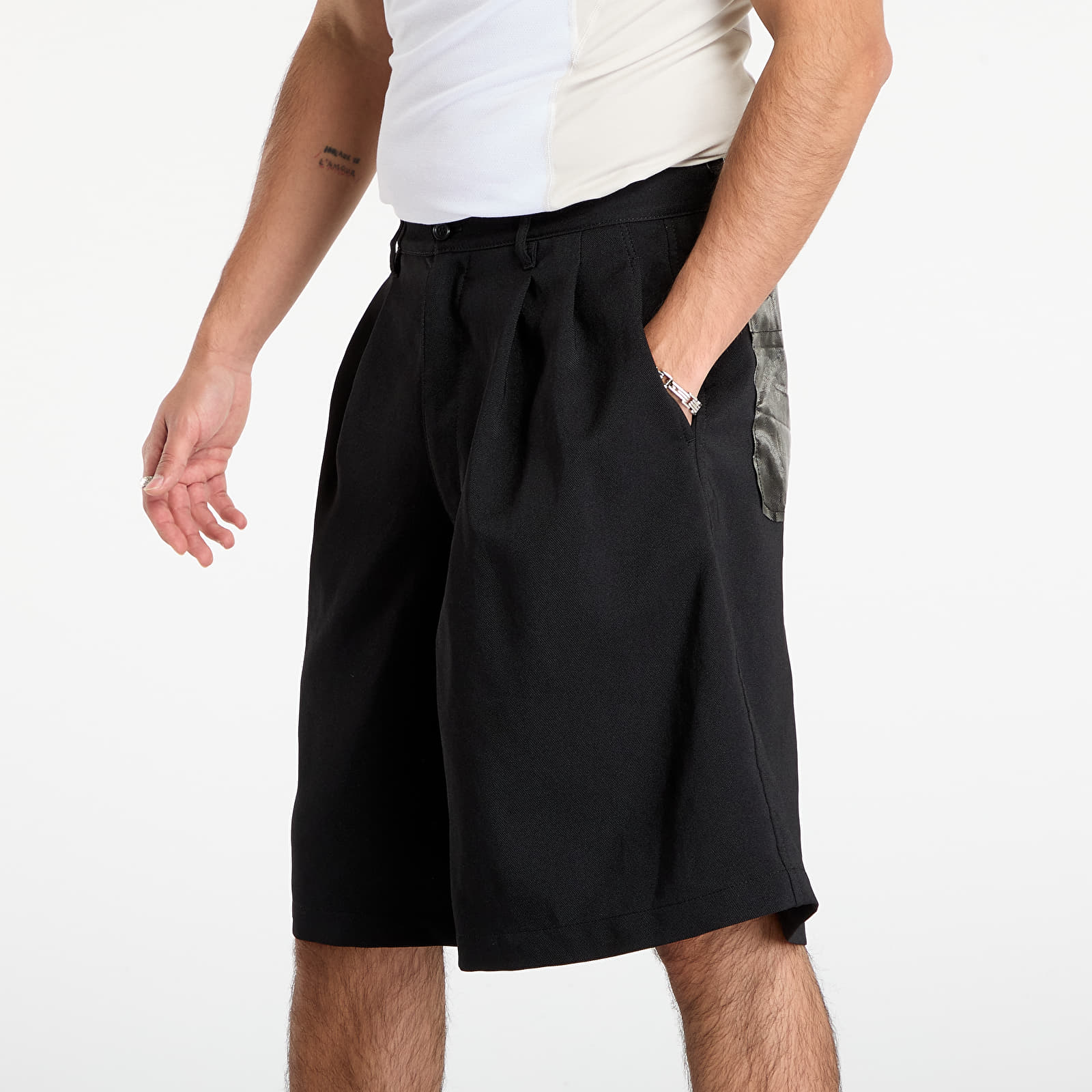 Vīriešu bikses Comme des Garçons SHIRT Short Pleated Trousers With Patch Pockets Black