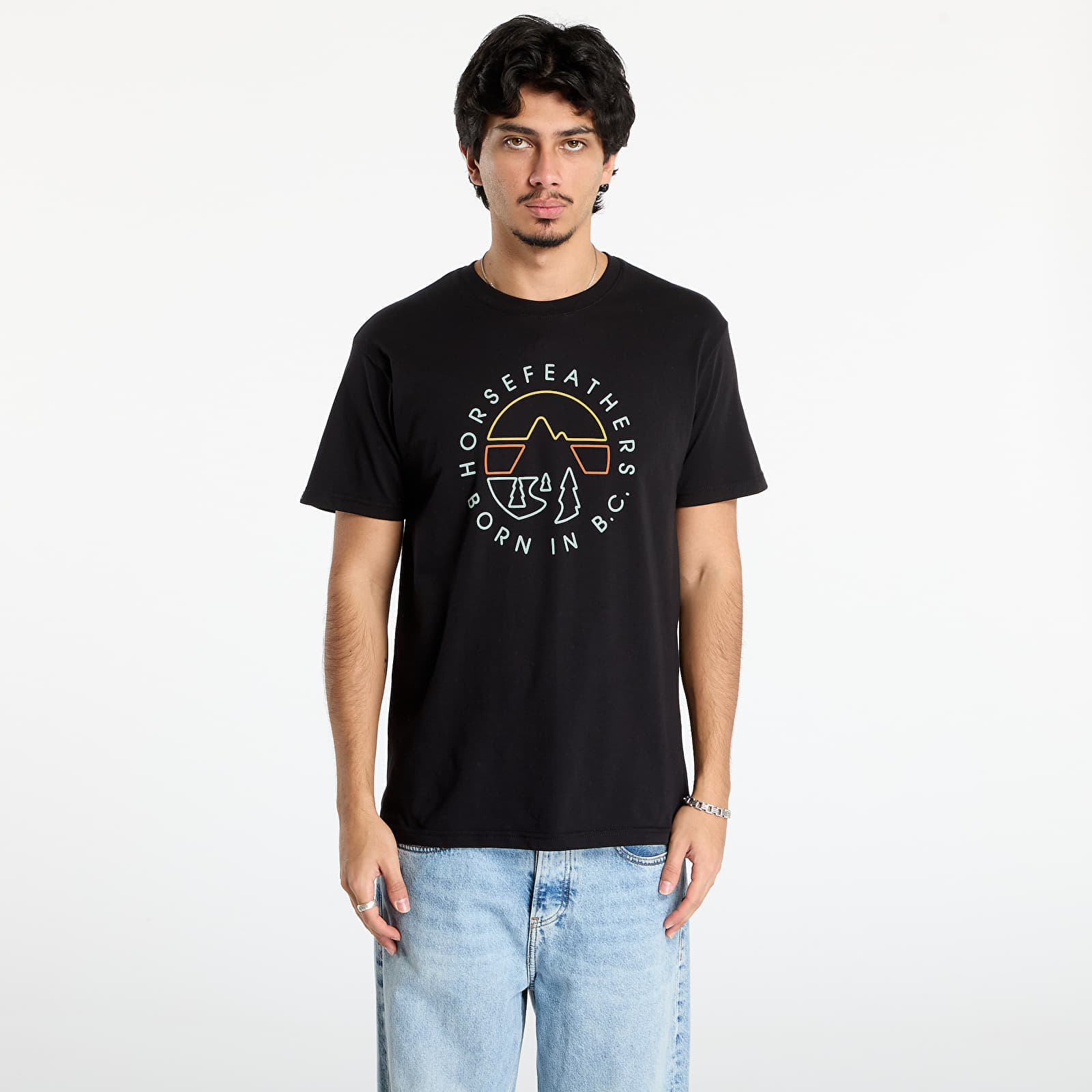 Tricou Horsefeathers Line Circle T-Shirt Black M