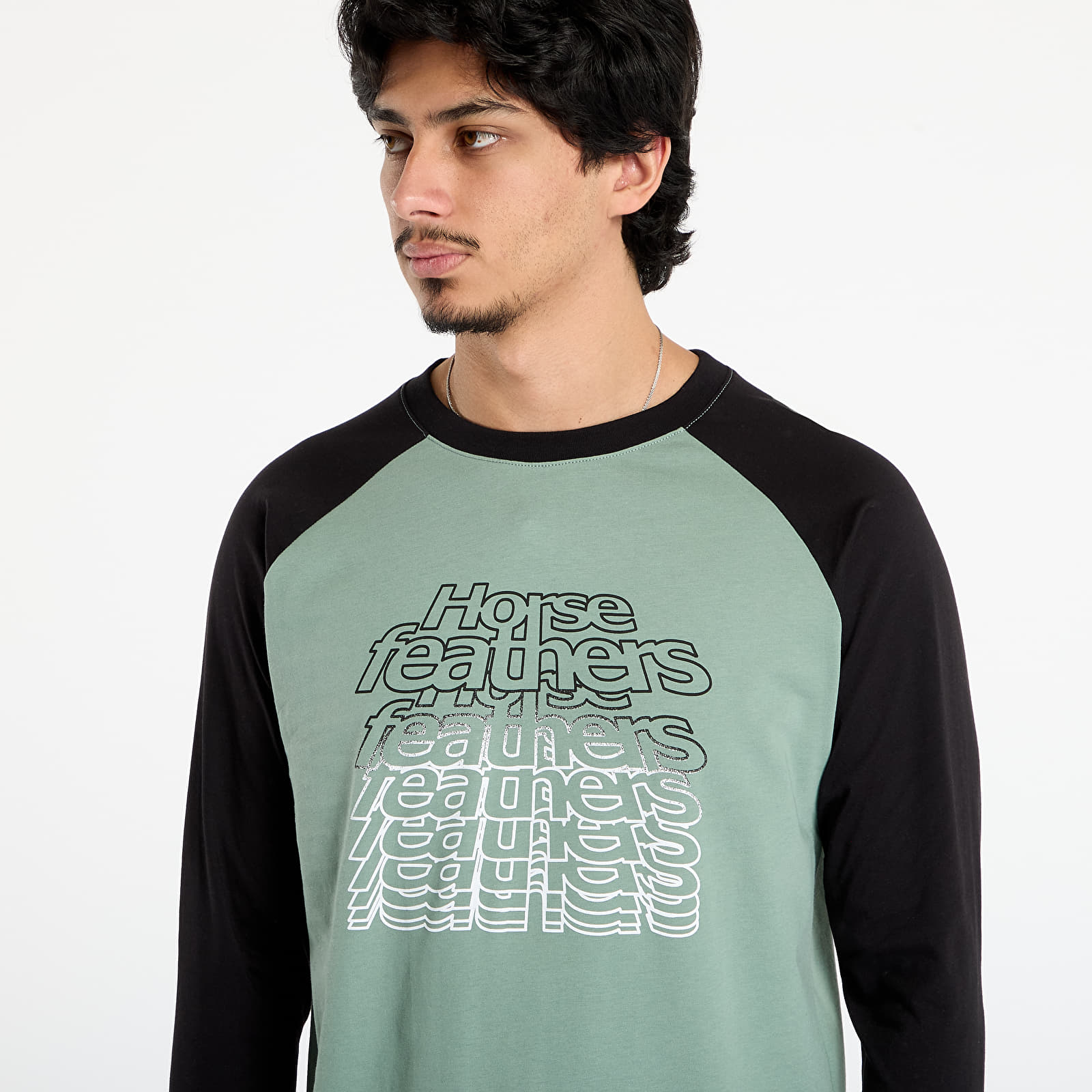 T-shirts Horsefeathers Rollin Raglan T-Shirt Iceberg Green/ Black