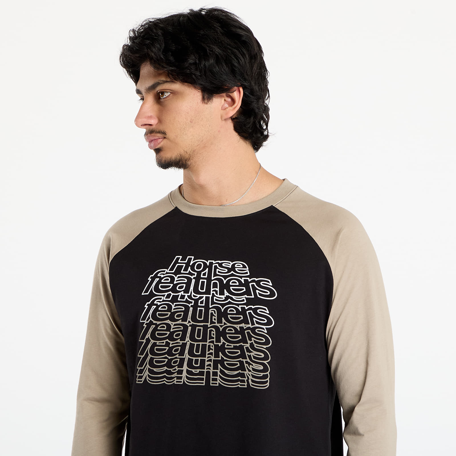 T-paidat Horsefeathers Rollin Raglan T-Shirt Black/ Taupe