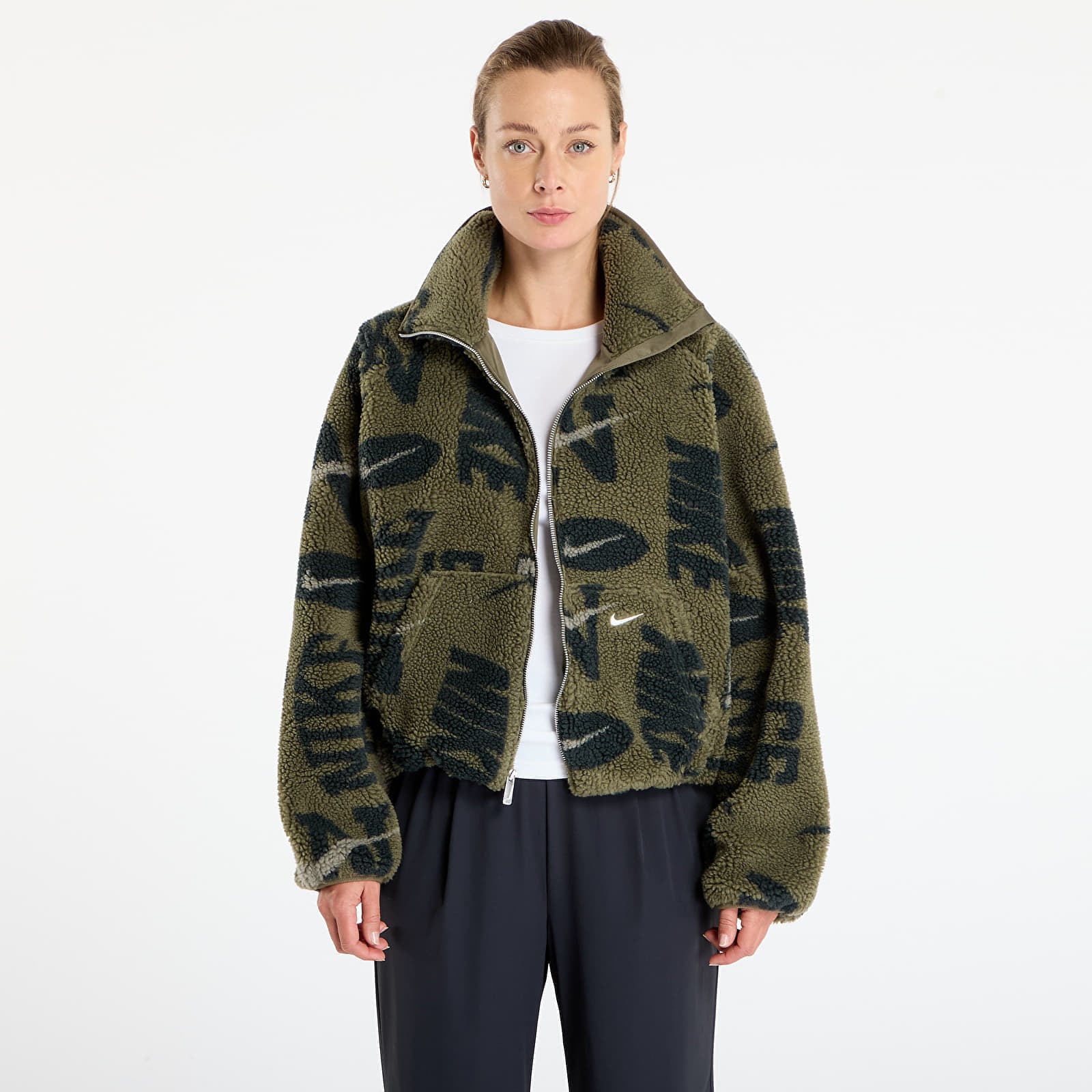 Jachetă Nike Sportswear Womens High-Pile Fleece Jacket Medium Olive/ Medium Olive/ Sail XL