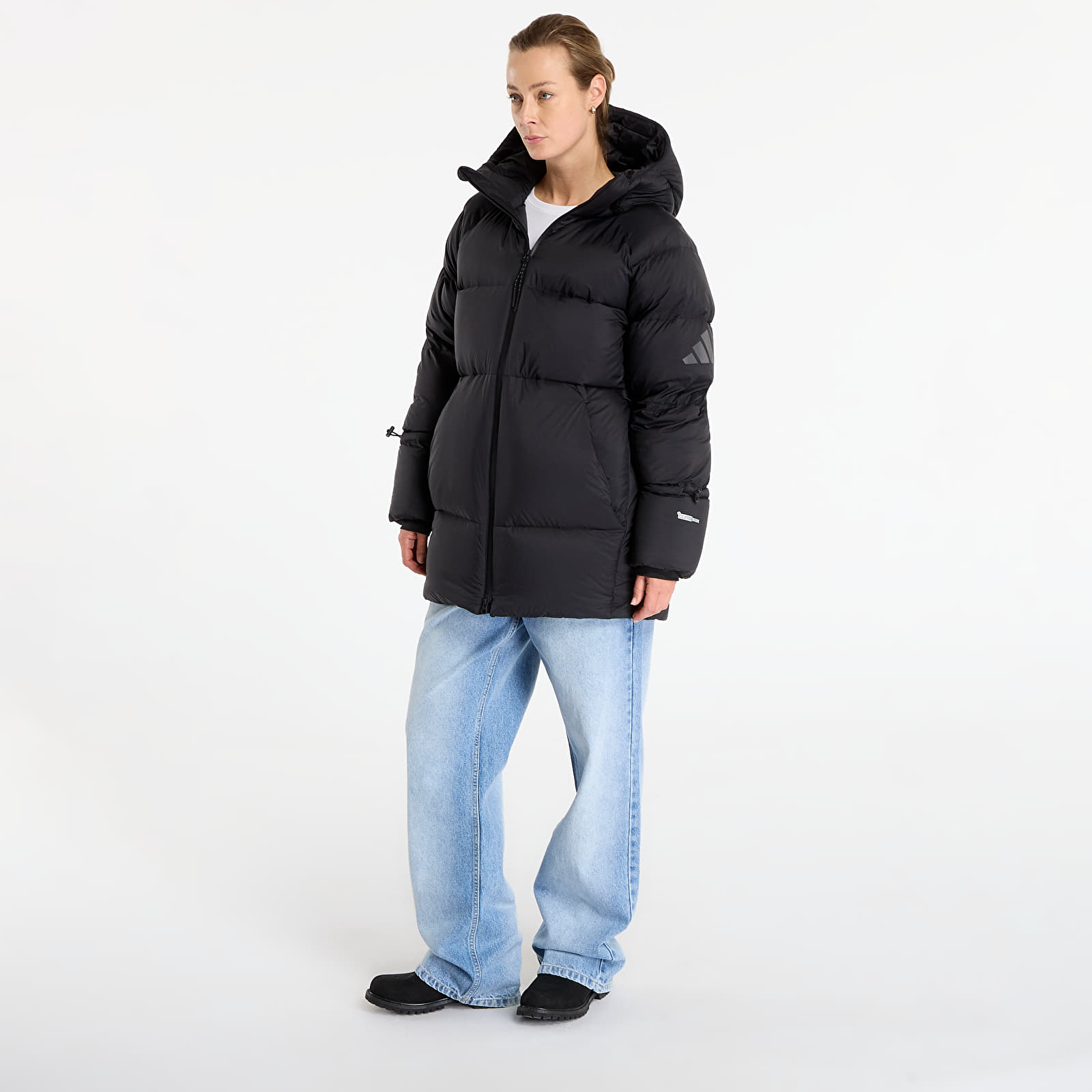 Jackor för kvinnor adidas MYSHELTER Climawarm Down Parka Black/ Collegiate Green