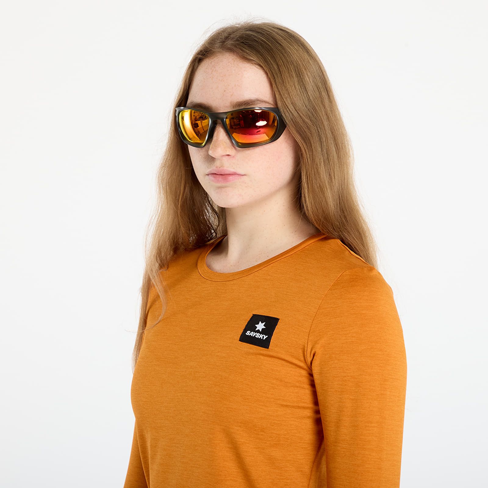 Damen T-Shirts  SAYSKY W Reflective Logo Pace Long Sleeve Orange