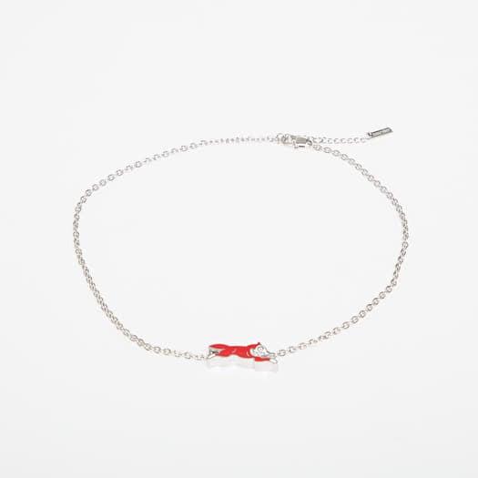 Billionaire Boys Club Icecream Running Dog Chain Necklace Silver/ Red