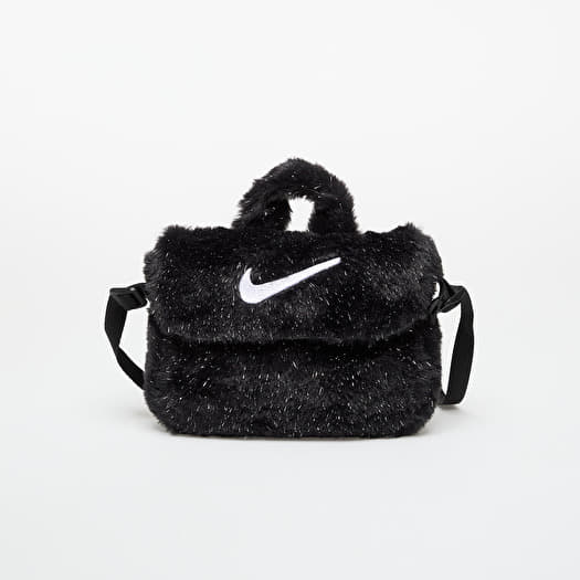 Taška Nike Big Kids' Faux Fur Crossbody Bag (1L) Black/ Cool Grey/ White