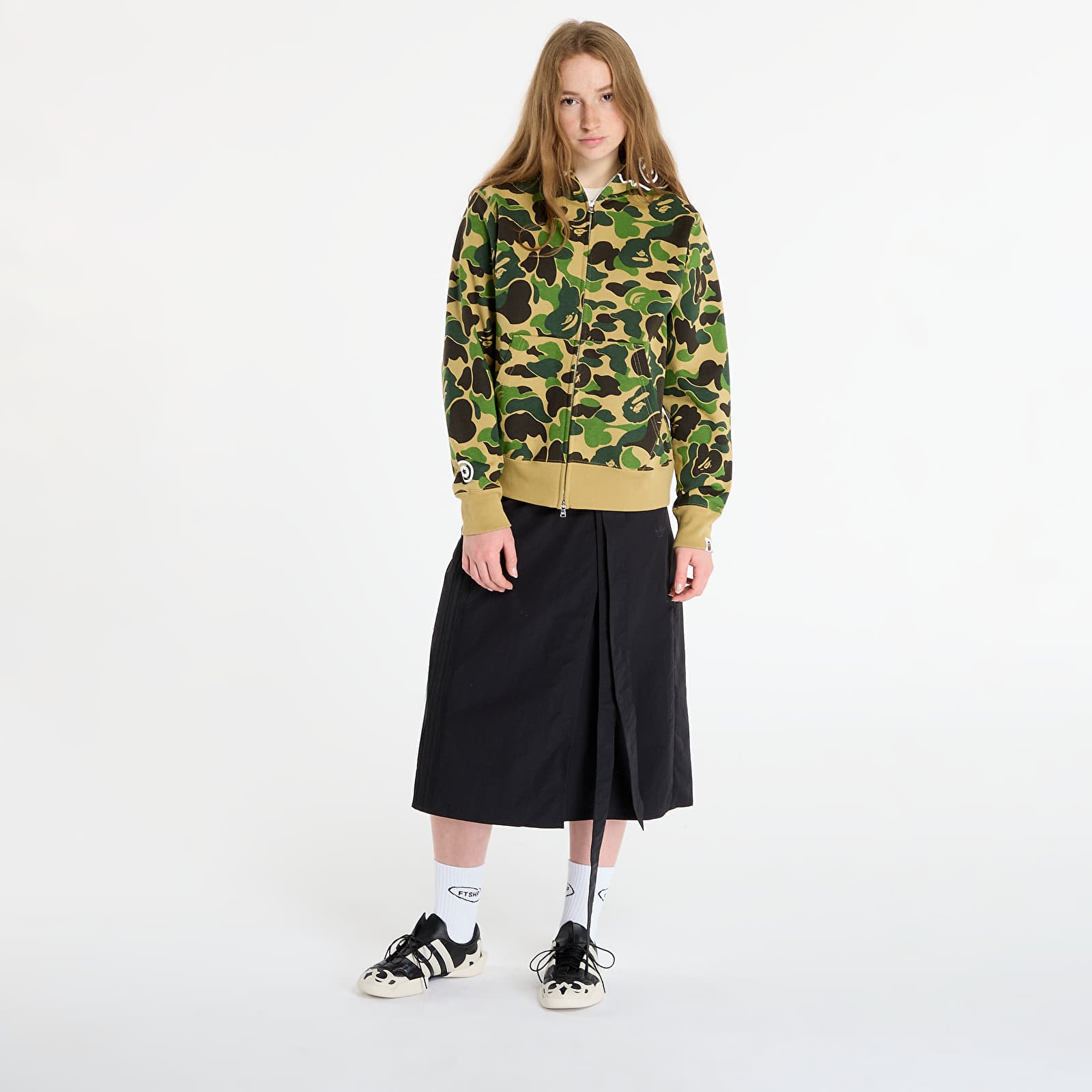 Mikinas ar kapuci un sporta krekli A BATHING APE Abc Camo 2Nd Ape Full Zip Hoodie UNISEX Green