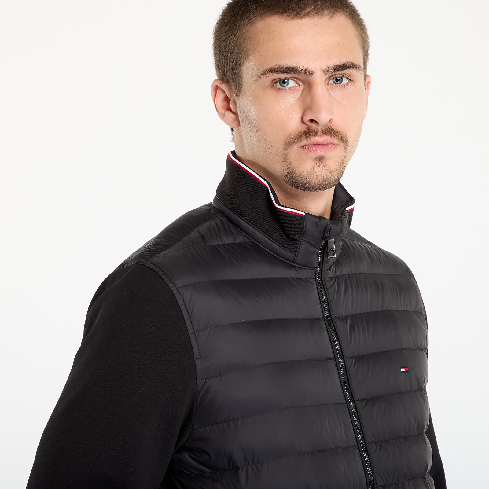 Jachete pentru bărbați Tommy Hilfiger Mix Media Ess Rwb Stand Collar Black