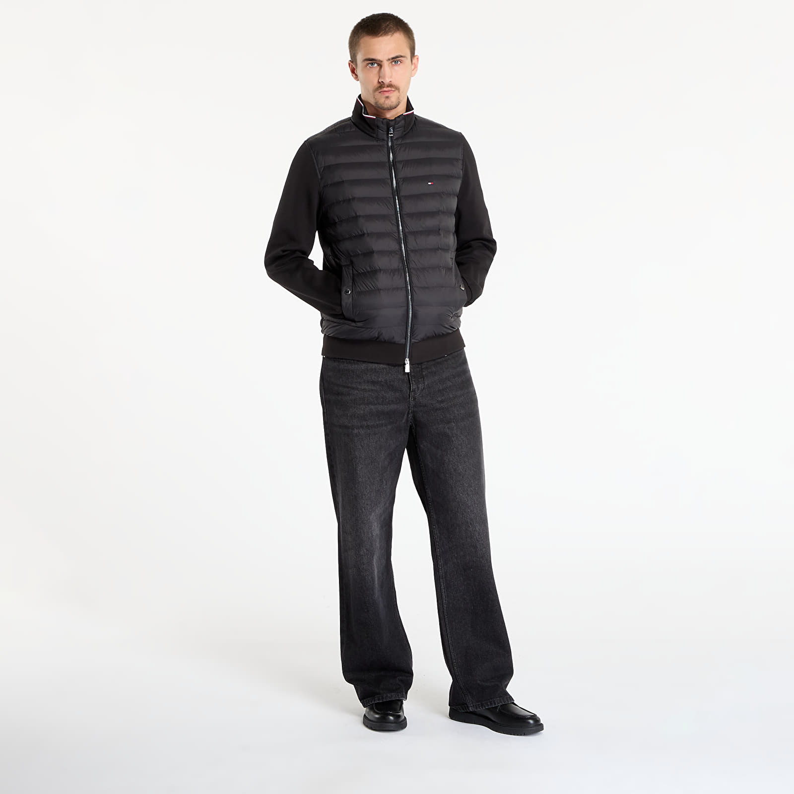 Jachete pentru bărbați Tommy Hilfiger Mix Media Ess Rwb Stand Collar Black