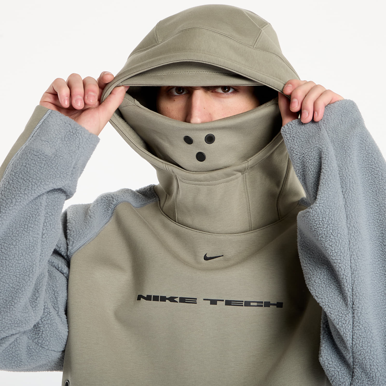 Muške dukserice Nike Tech Boreas Men's Oversized Hoodie Light Army/ Cool Grey/ Black