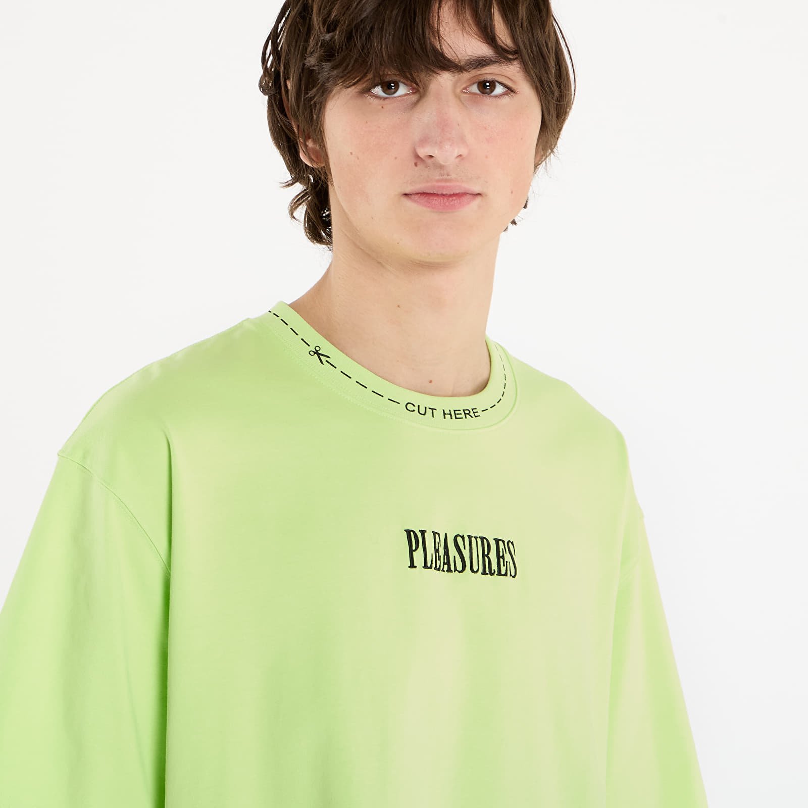 T-shirts PLEASURES Cut Here Heavyweight Shirt Lime