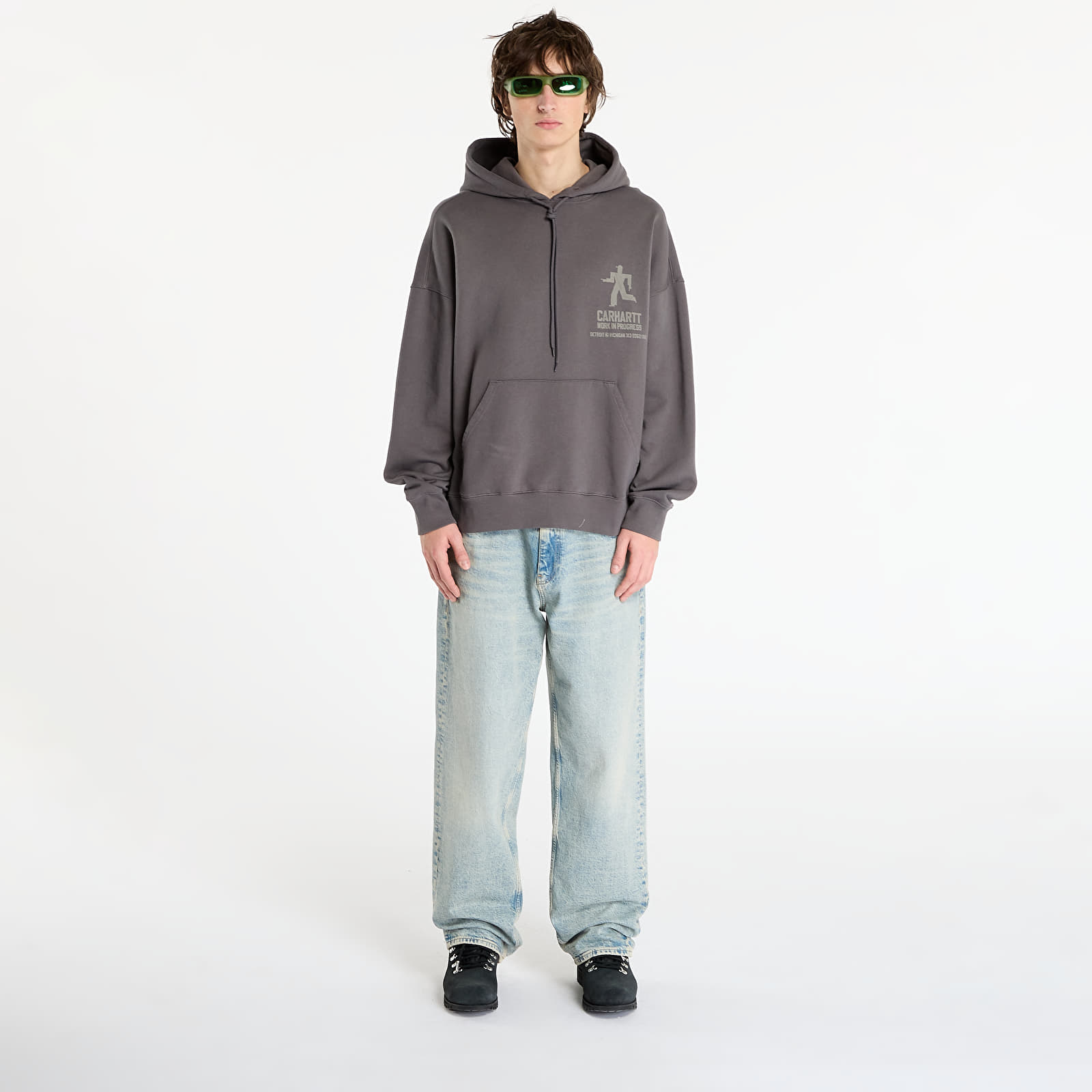 Sweatjacken und Sweatshirts Carhartt WIP Hooded Distance Sweat Graphite Stone Dyed