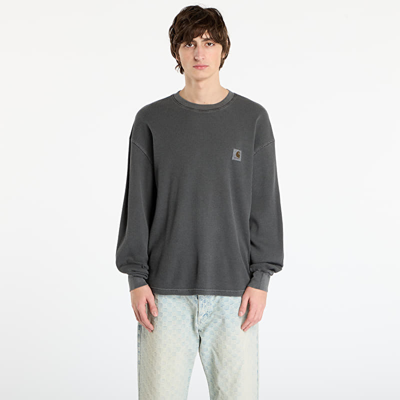 Tricou Carhartt WIP L/S Vista Waffle T-Shirt UNISEX Black Garment Dyed