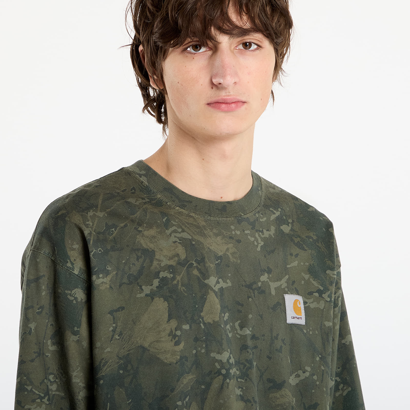 Majice T-shirt Carhartt WIP L/S Camo Combi T-Shirt UNISEX Camo Combi/ Green/ Olive Garment Dyed