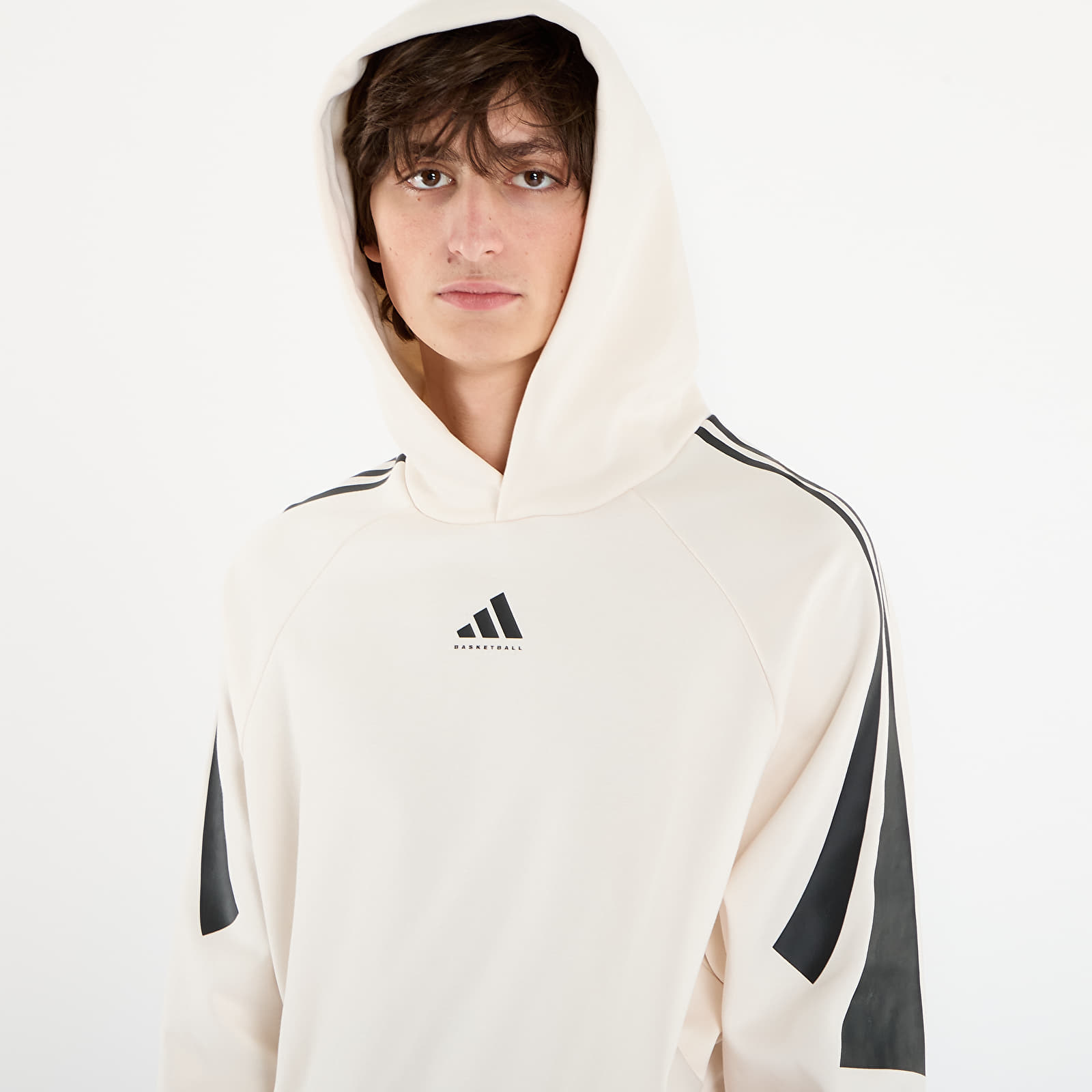 Суичърти adidas Basketball 3-Stripes Fleece Hoodie UNISEX Chalk White/ Black/ White